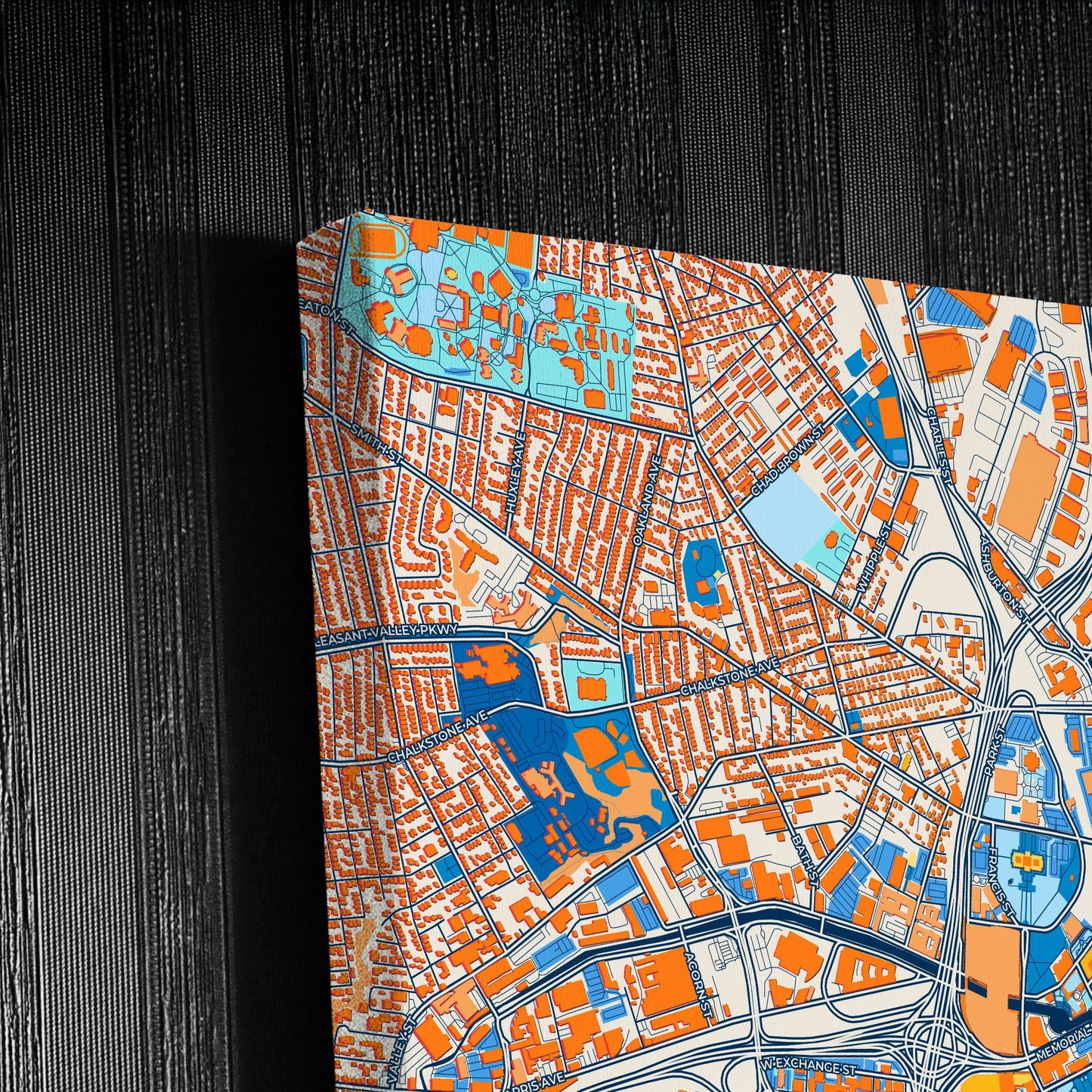 Providence Rhode Island Colorful City Map Canvas Print Detail