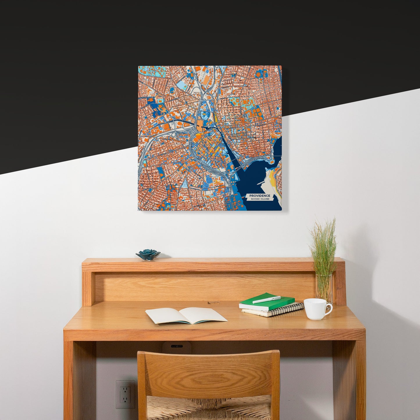 Providence Rhode Island Colorful City Map Canvas Print Scene