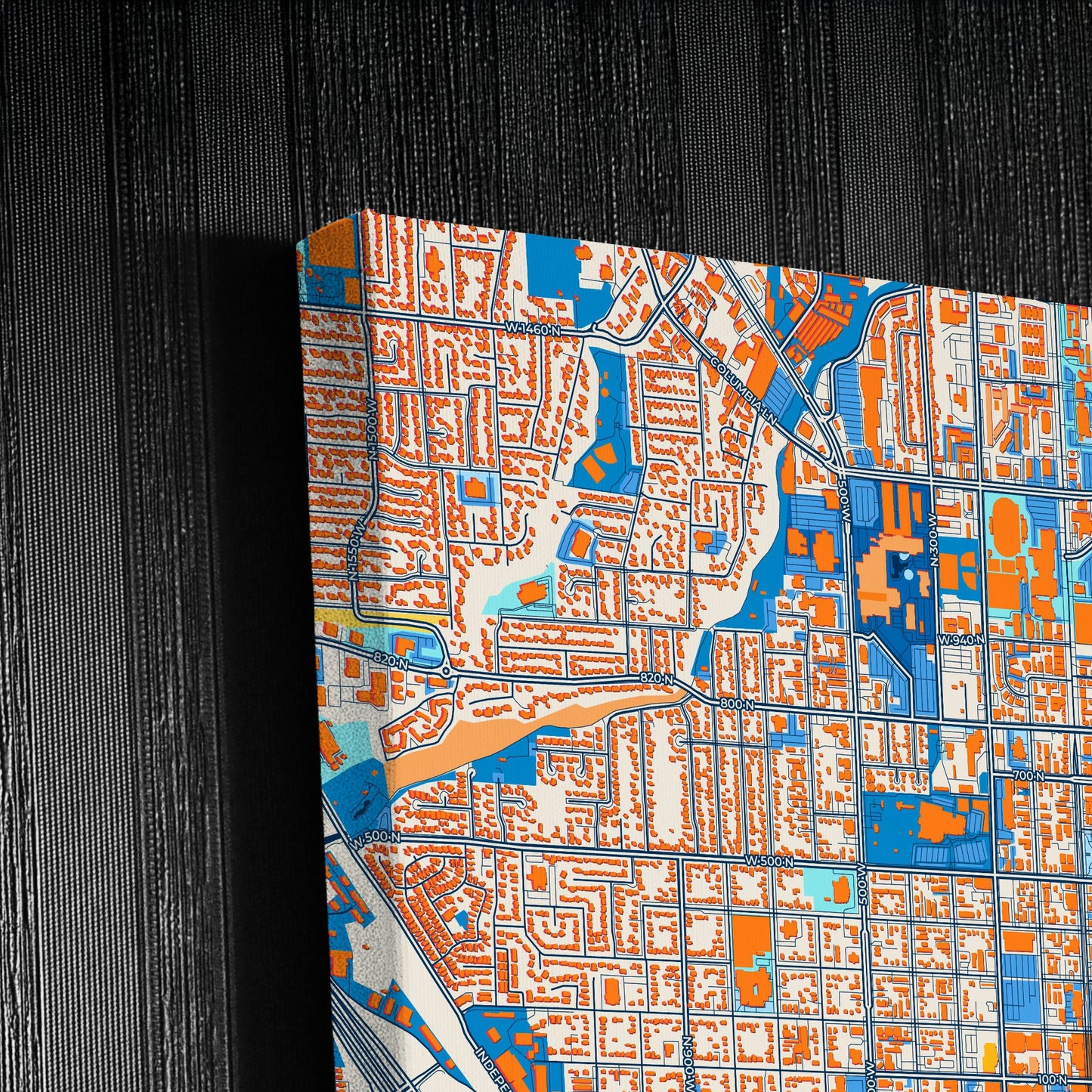 Provo Utah Colorful City Map Canvas Print Detail