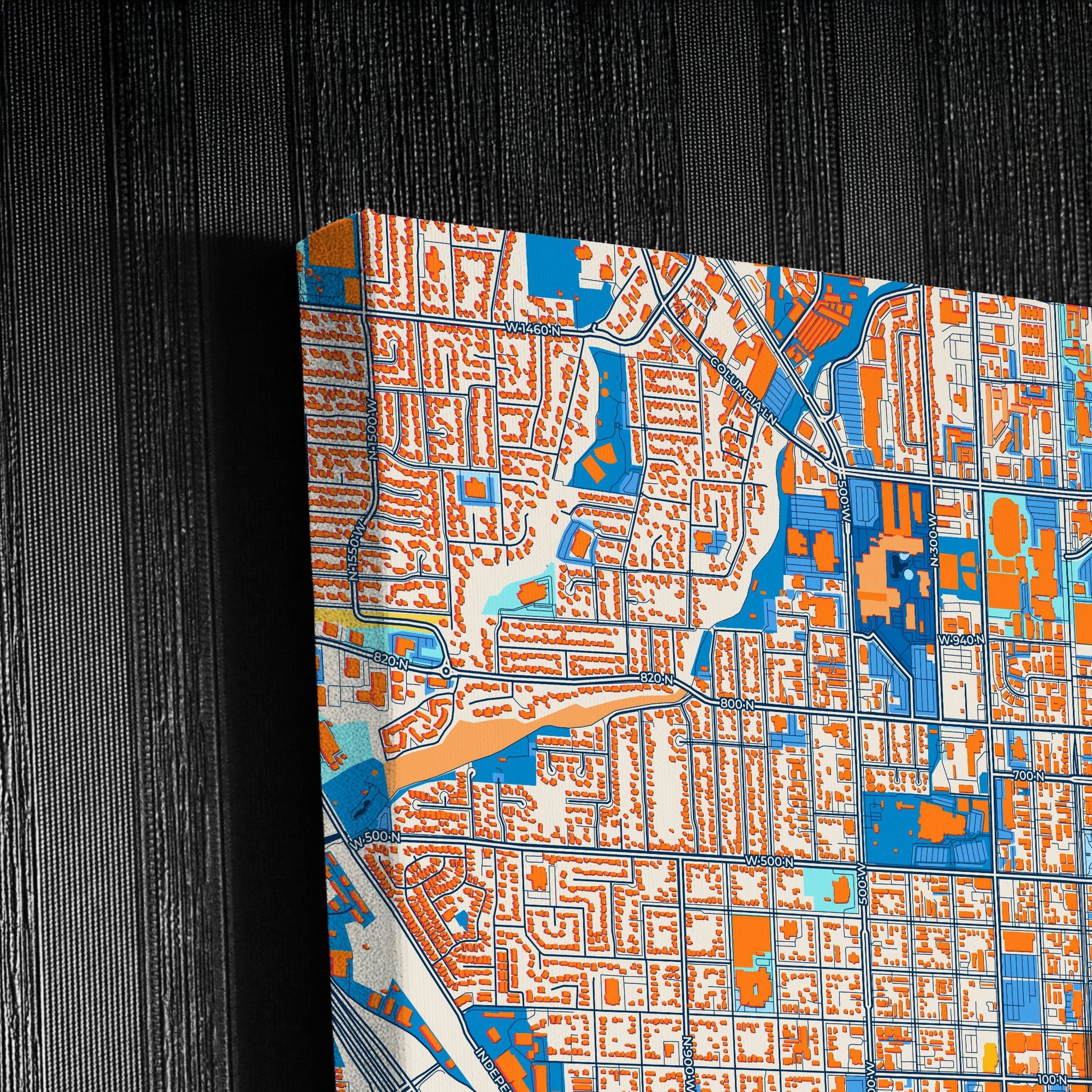 Provo Utah Colorful City Map Canvas Print Detail