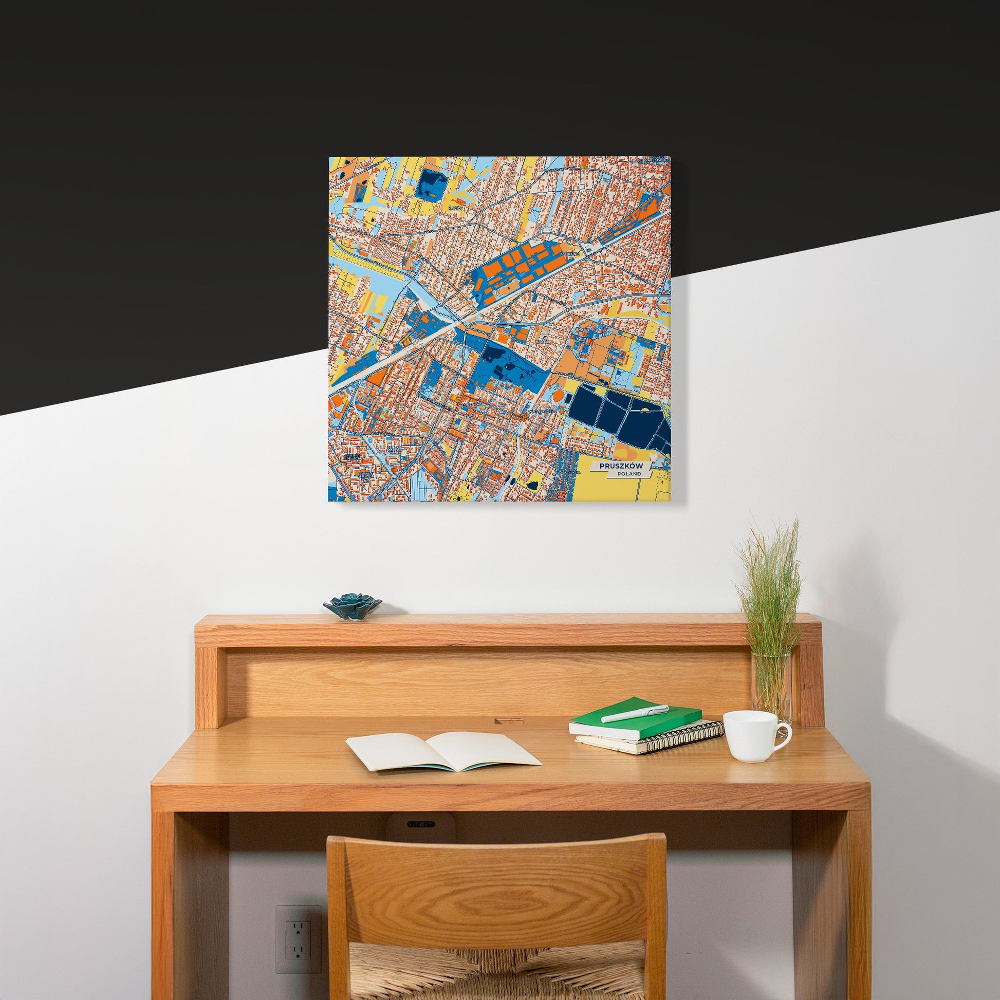 Pruszków Poland Colorful City Map Canvas Print Scene