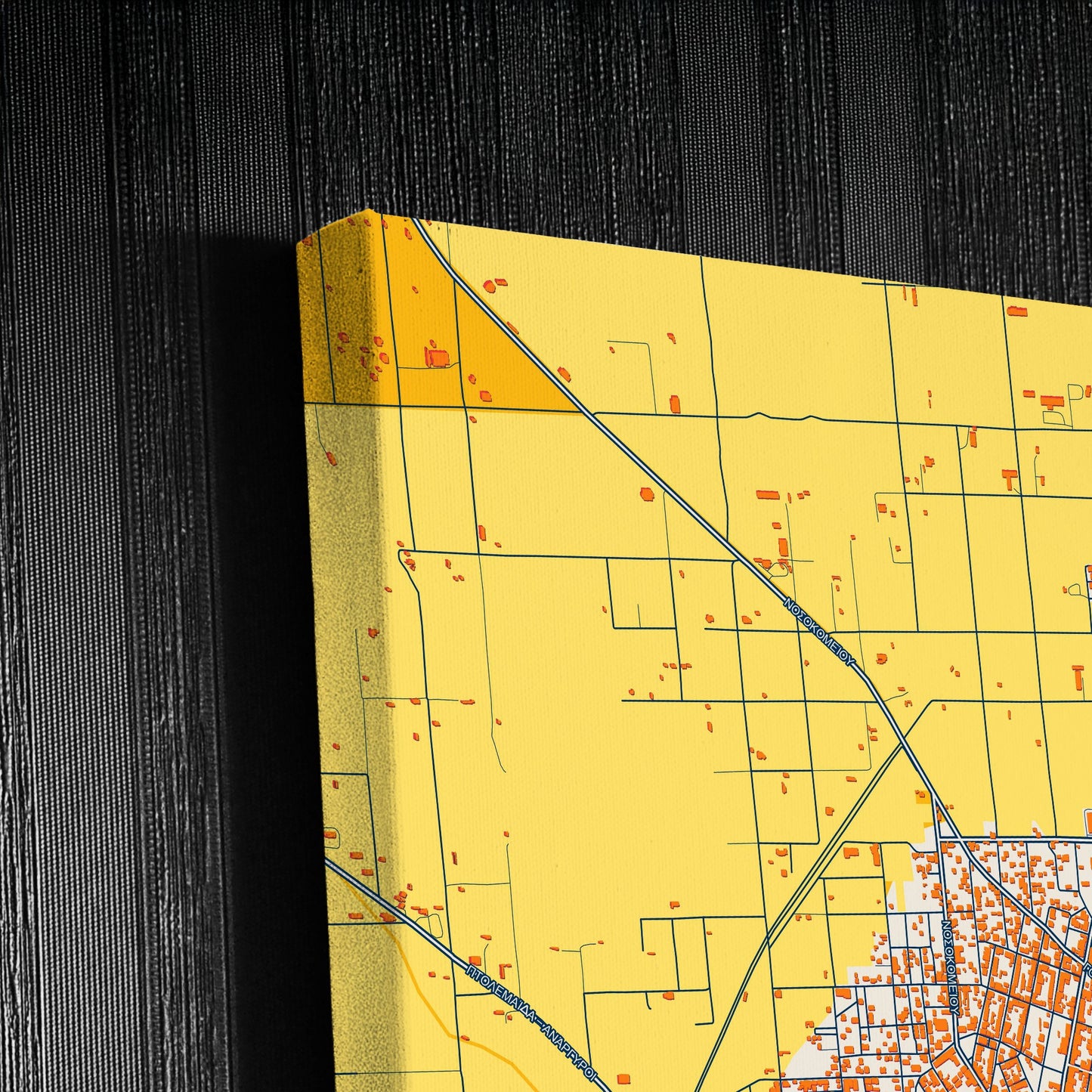 Ptolemaida Greece Colorful City Map Canvas Print Detail