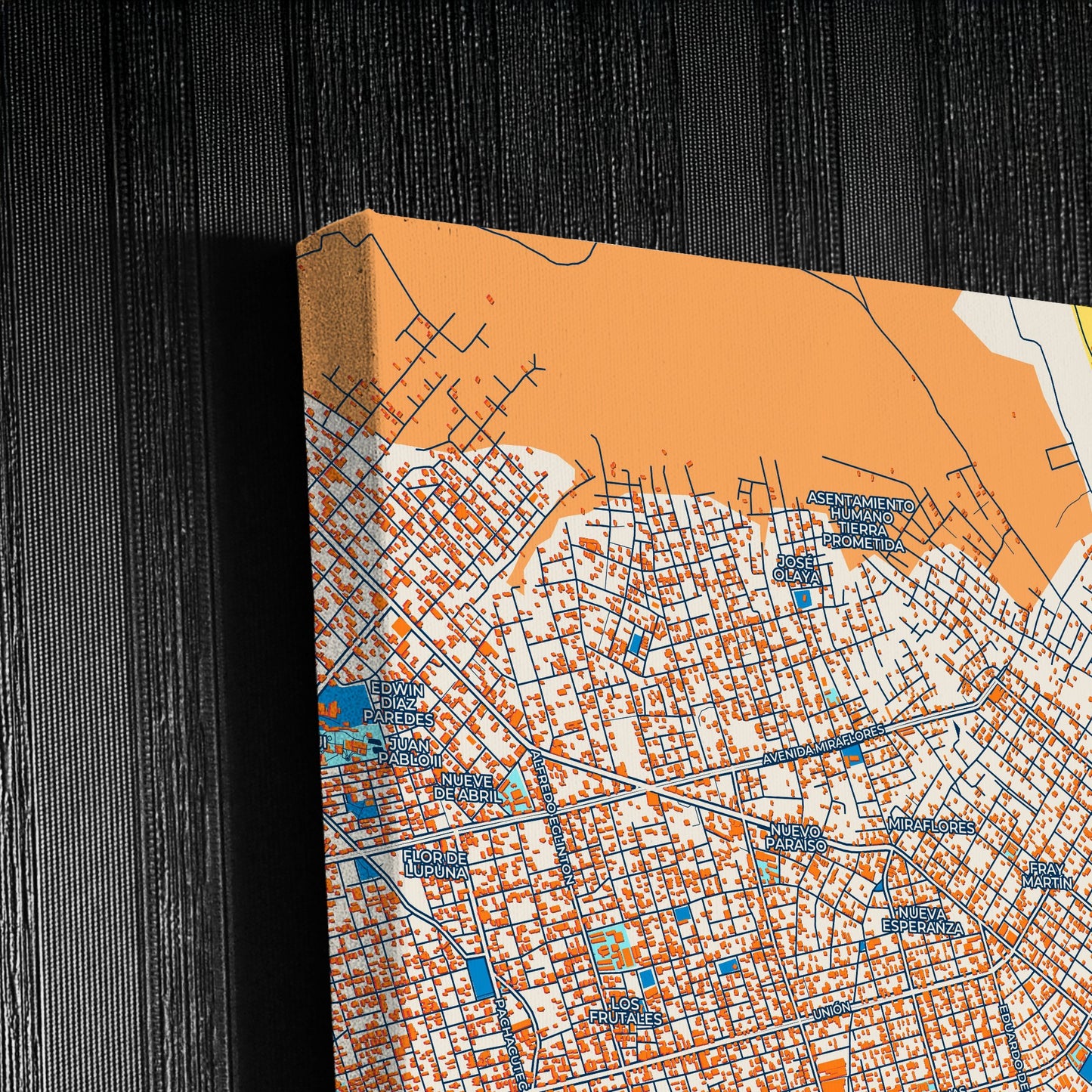 Pucallpa Peru Colorful City Map Canvas Print Detail