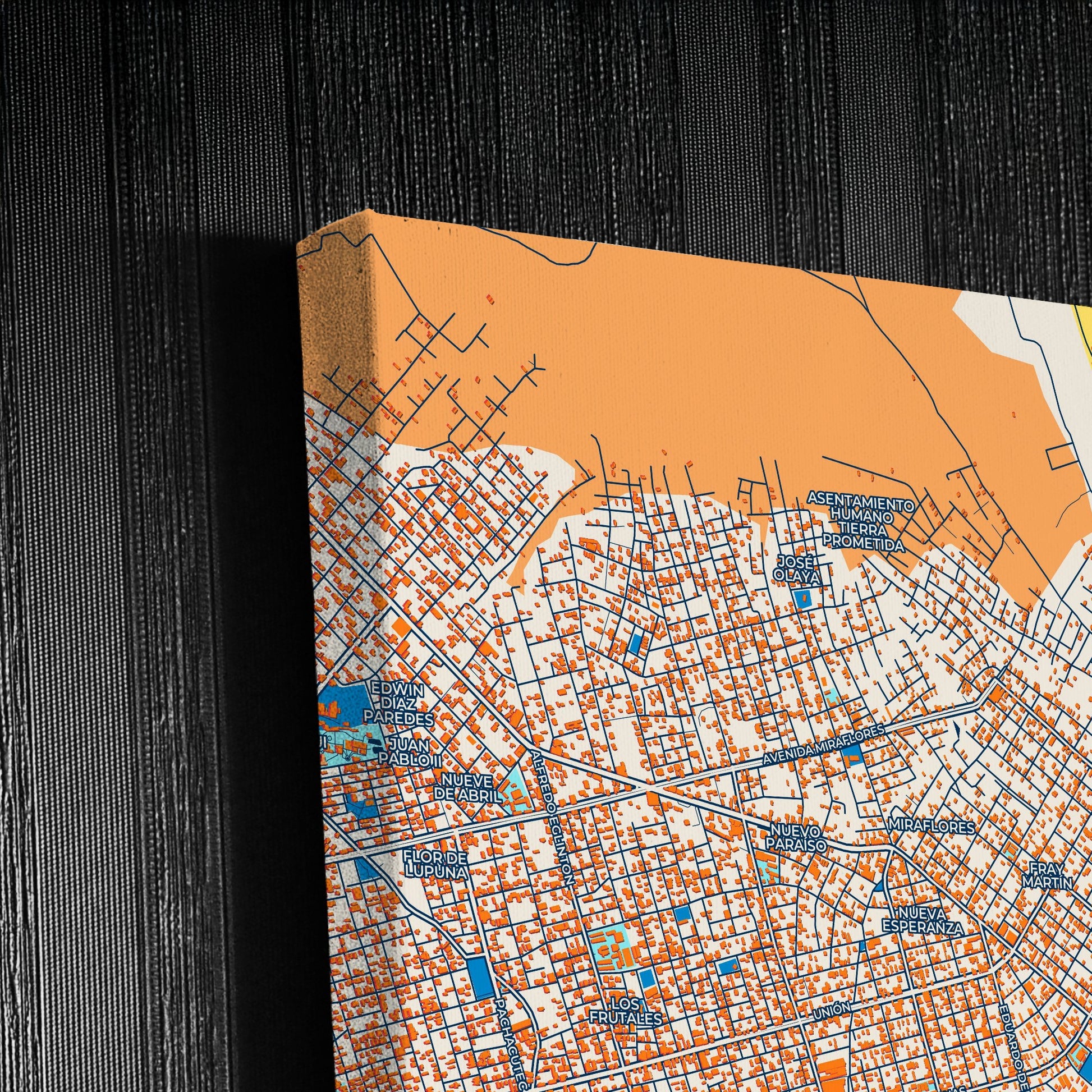 Pucallpa Peru Colorful City Map Canvas Print Detail