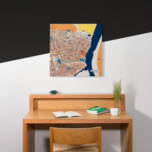 Pucallpa Peru Colorful City Map Canvas Print Scene