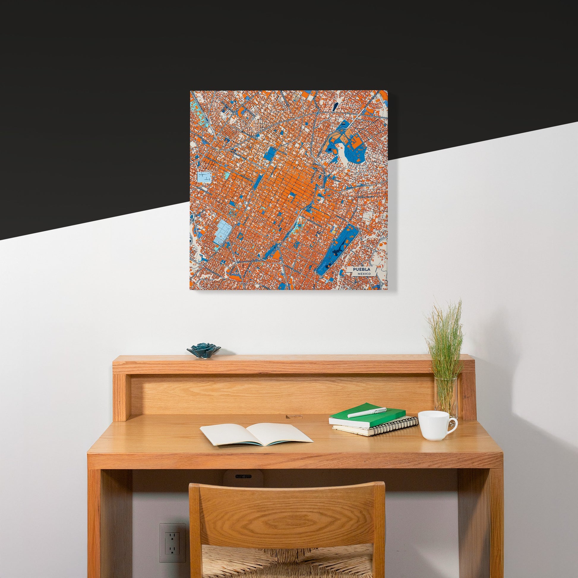 Puebla Mexico Colorful City Map Canvas Print Scene