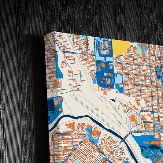 Pueblo Colorado Colorful City Map Canvas Print Detail