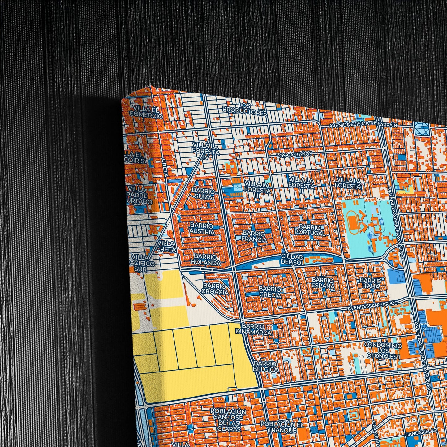 Puente Alto Chile Colorful City Map Canvas Print Detail