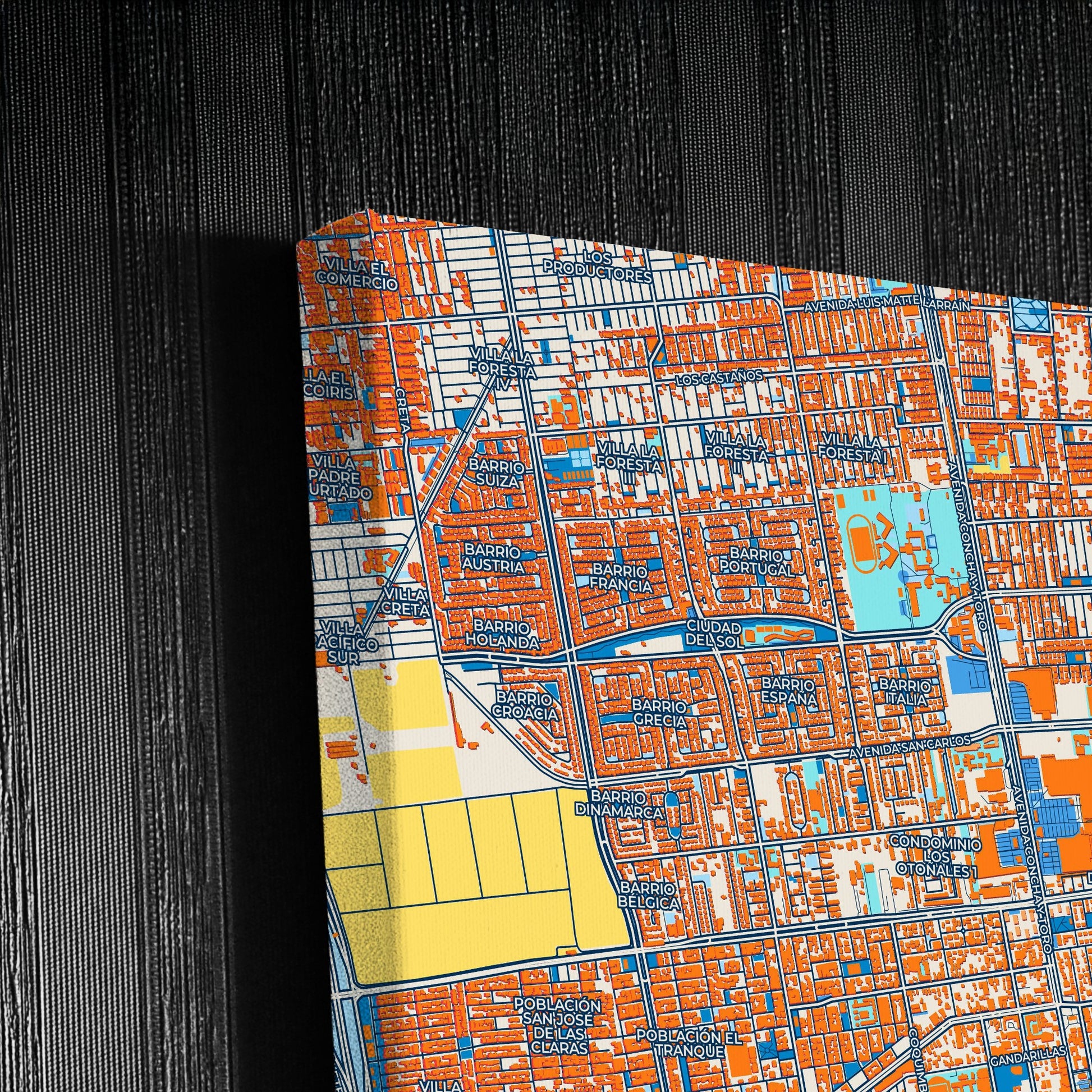 Puente Alto Chile Colorful City Map Canvas Print Detail