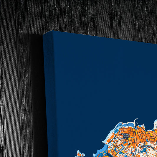 Puerto De La Cruz Spain Colorful City Map Canvas Print Detail