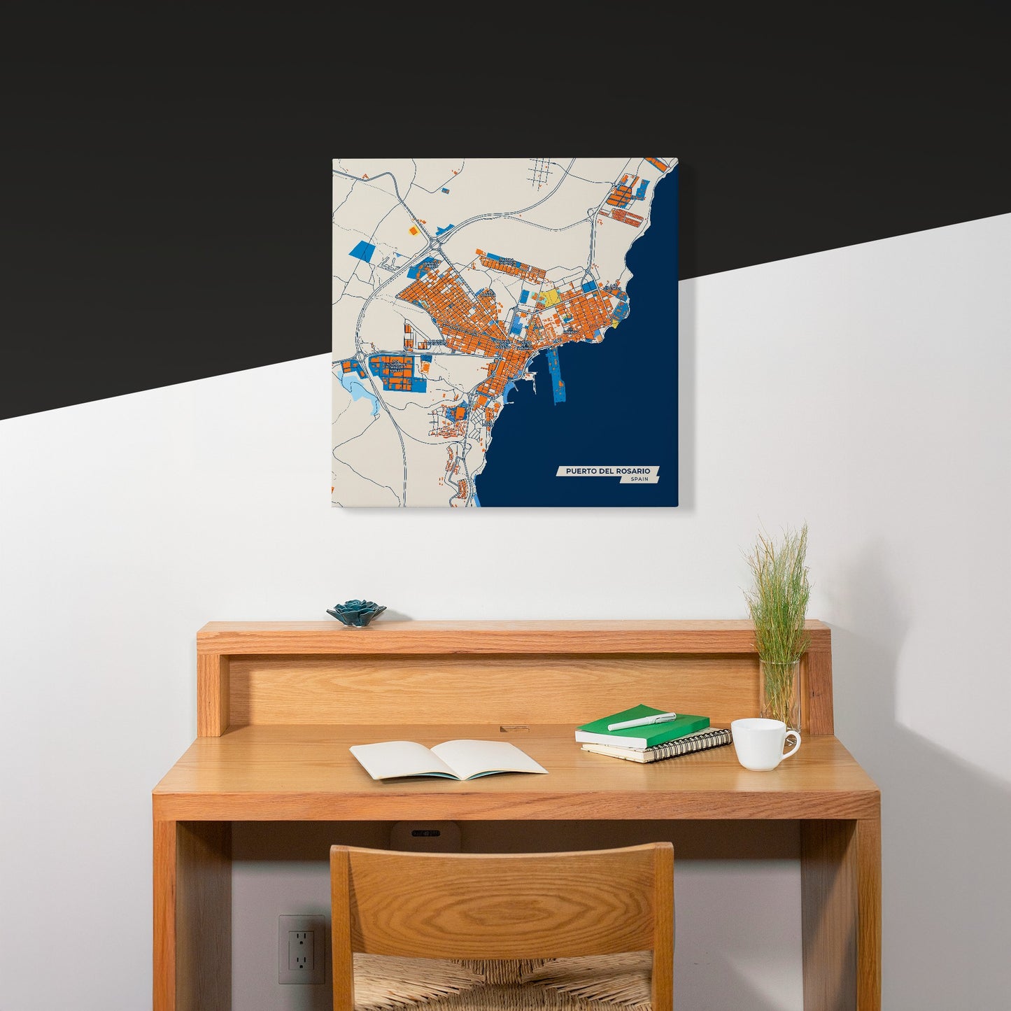 Puerto Del Rosario Spain Colorful City Map Canvas Print Scene