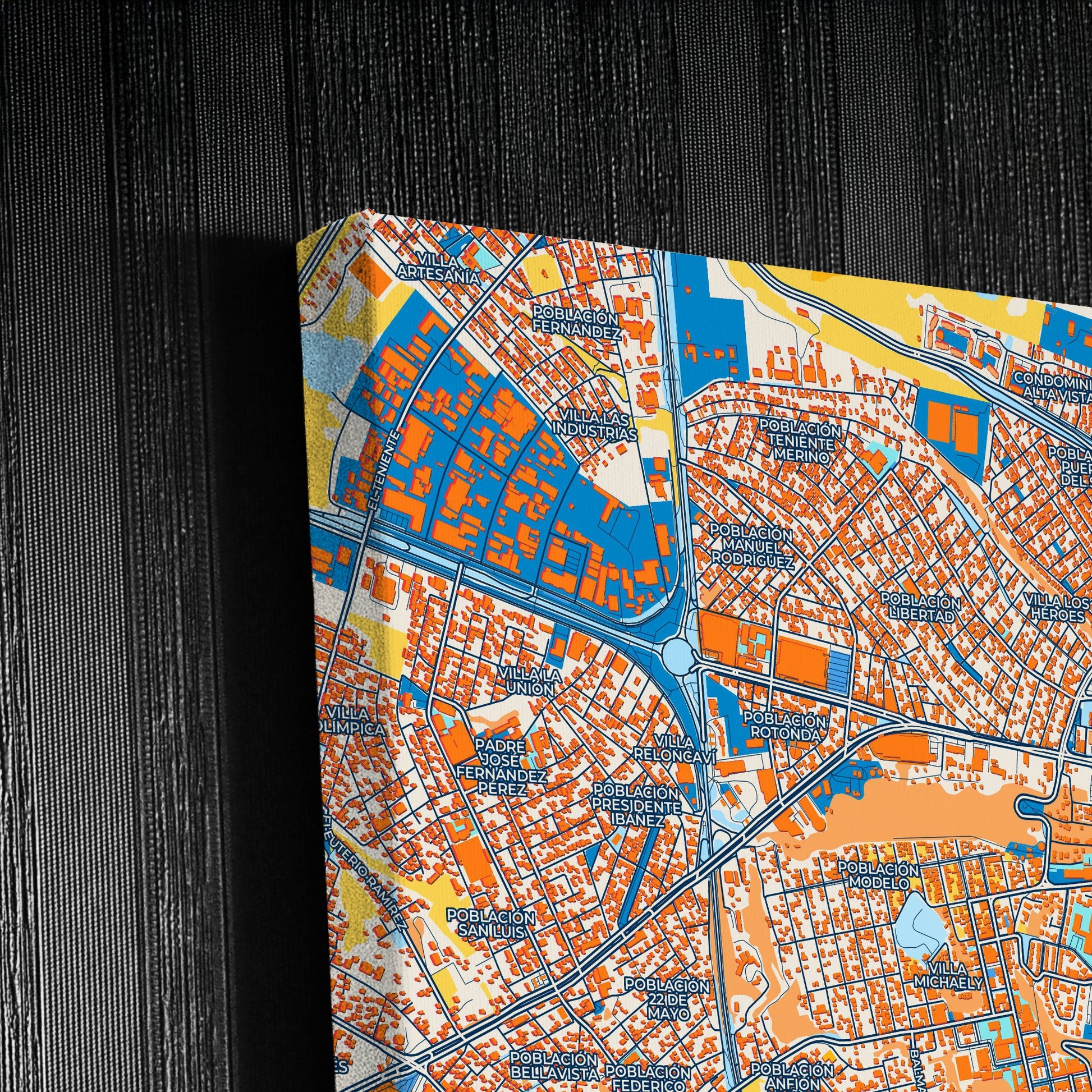 Puerto Montt Chile Colorful City Map Canvas Print Detail