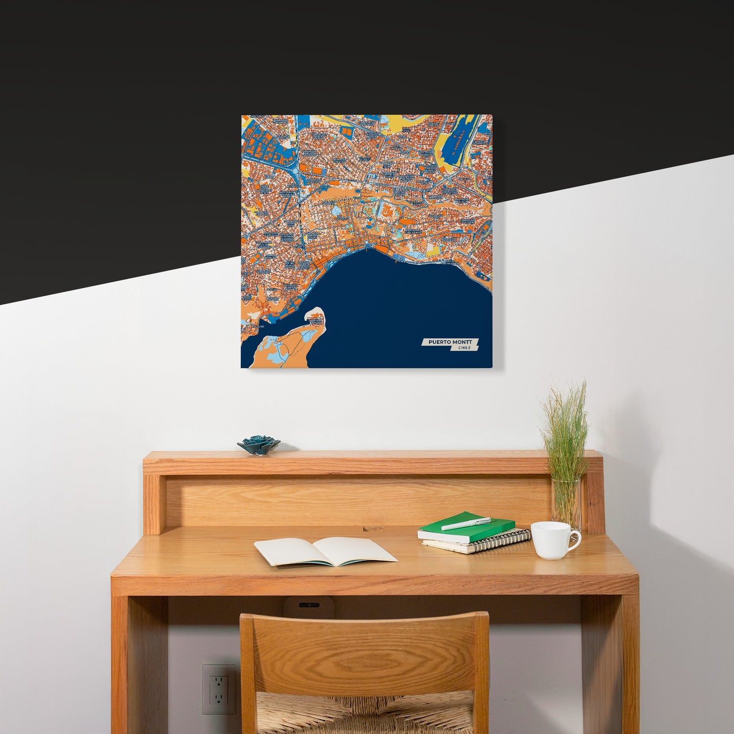 Puerto Montt Chile Colorful City Map Canvas Print Scene