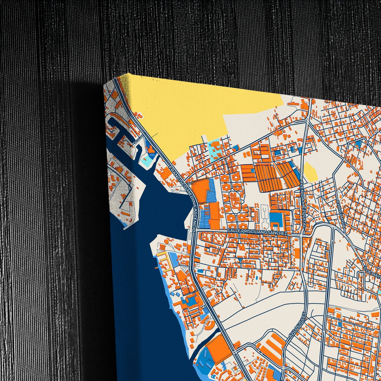 Puerto Vallarta Mexico Colorful City Map Canvas Print Detail