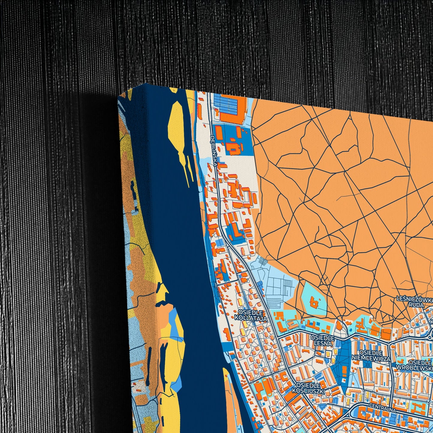 Puławy Poland Colorful City Map Canvas Print Detail