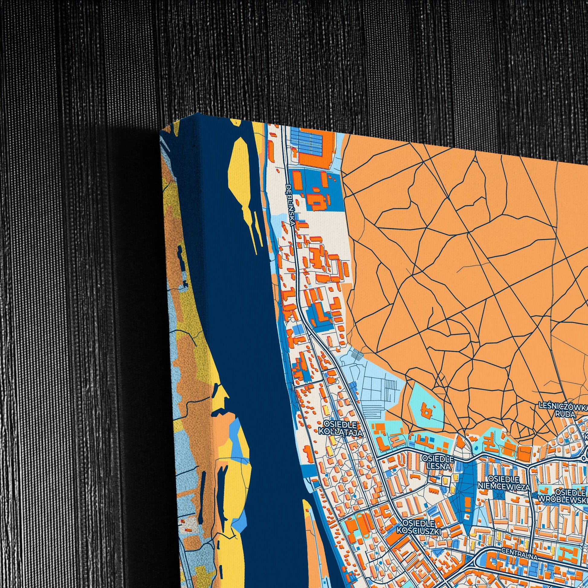Puławy Poland Colorful City Map Canvas Print Detail