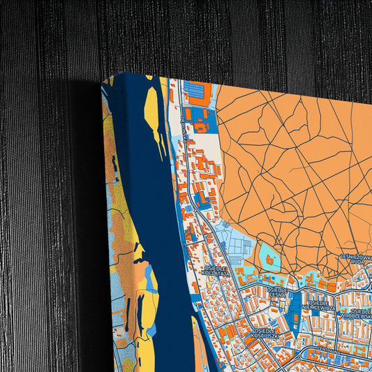 Puławy Poland Colorful City Map Canvas Print Detail