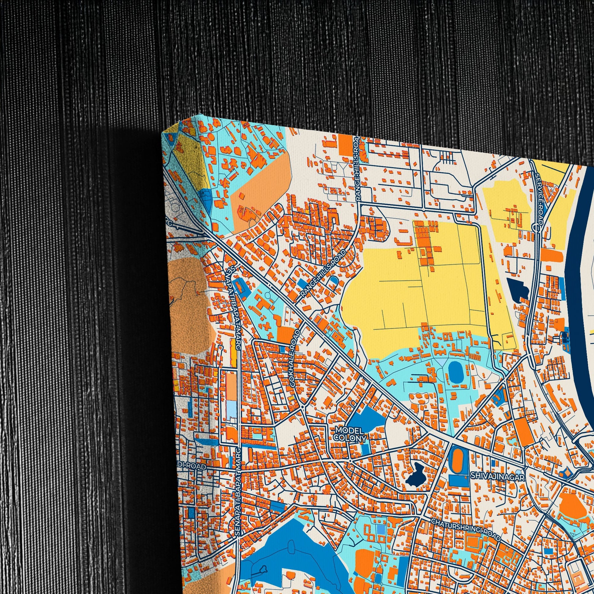 Pune India Colorful City Map Canvas Print Detail
