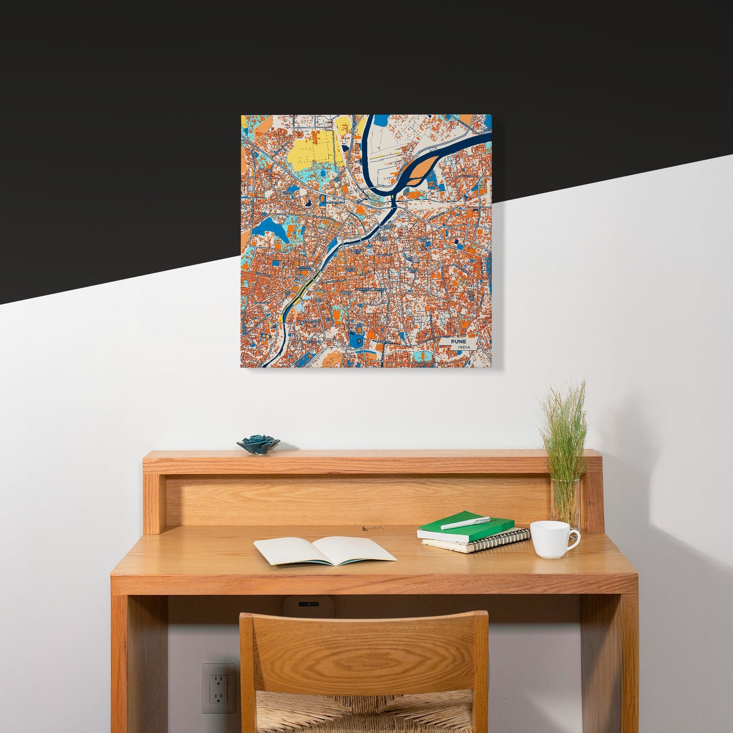 Pune India Colorful City Map Canvas Print Scene