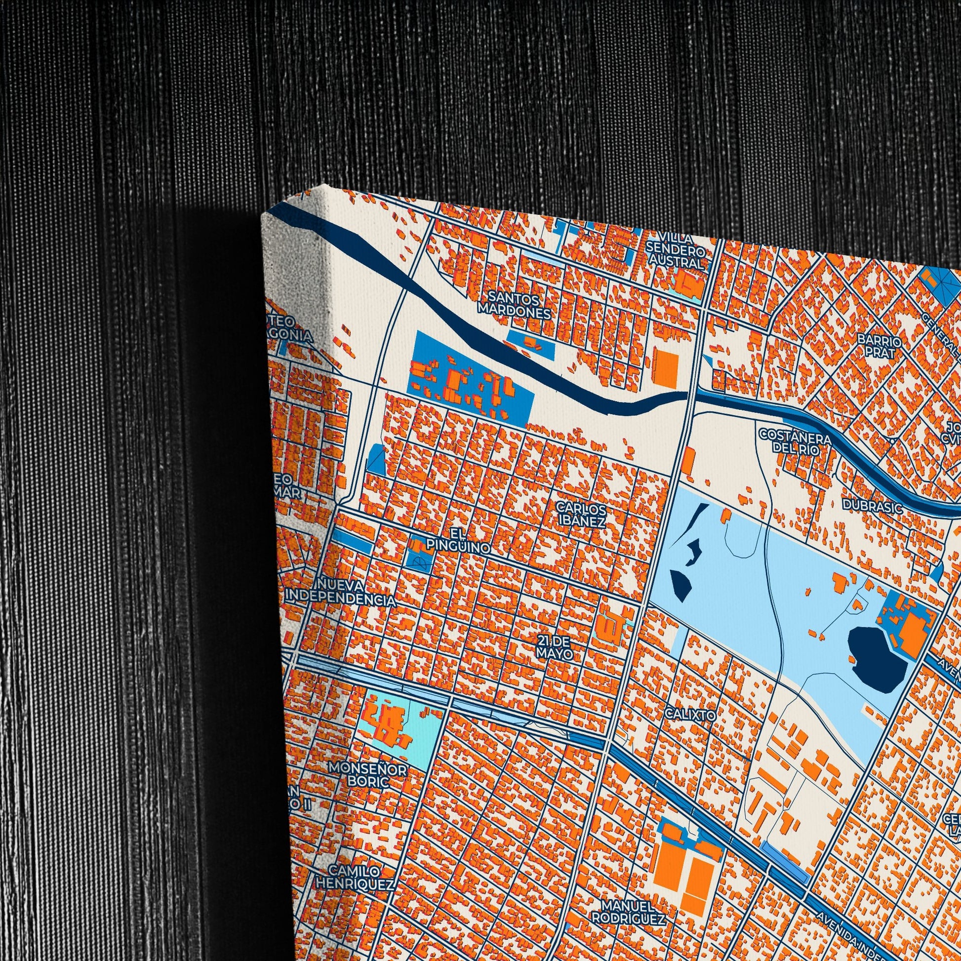 Punta Arenas Chile Colorful City Map Canvas Print Detail