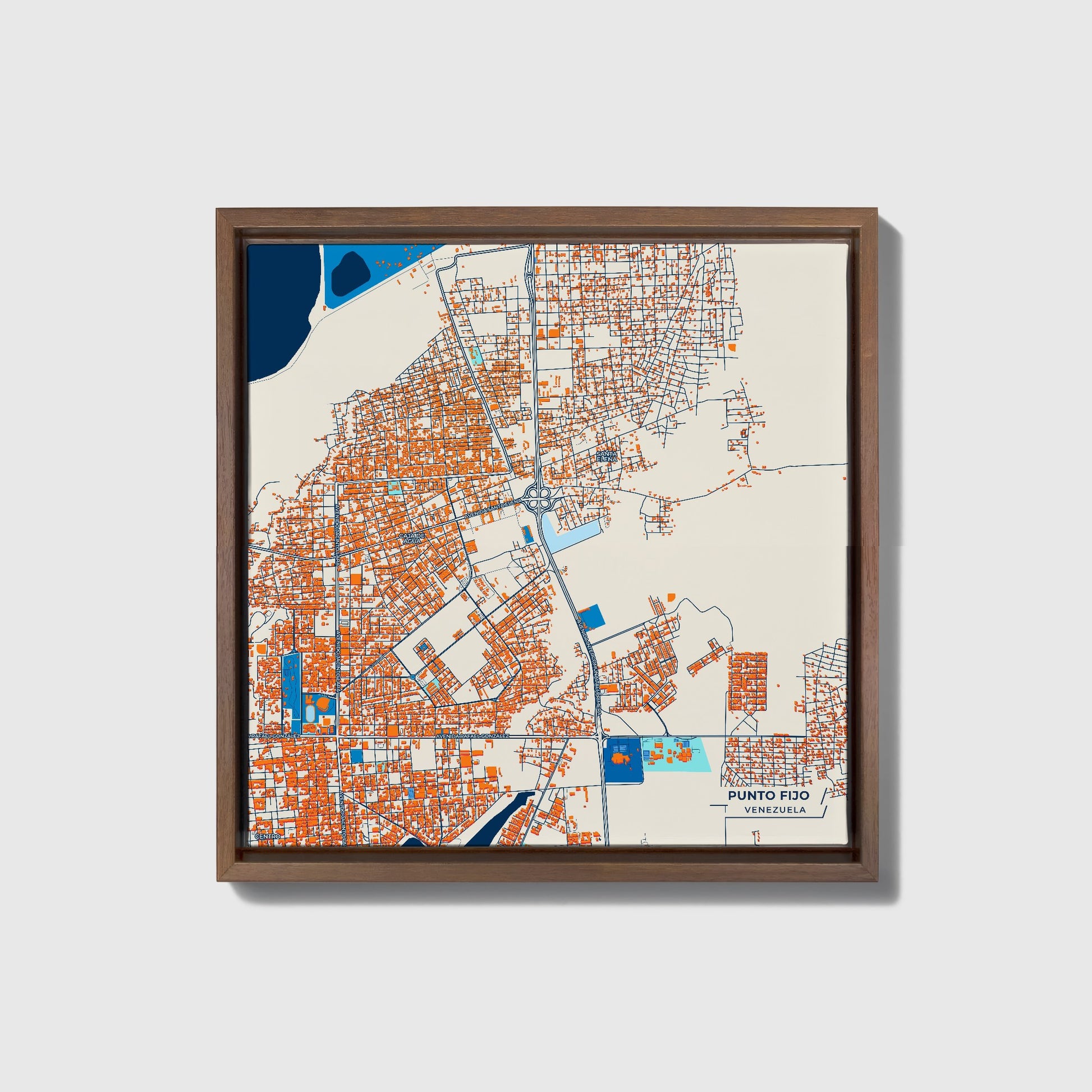 Punto Fijo Venezuela Colorful City Map Canvas Print • Dark Wooden Framed