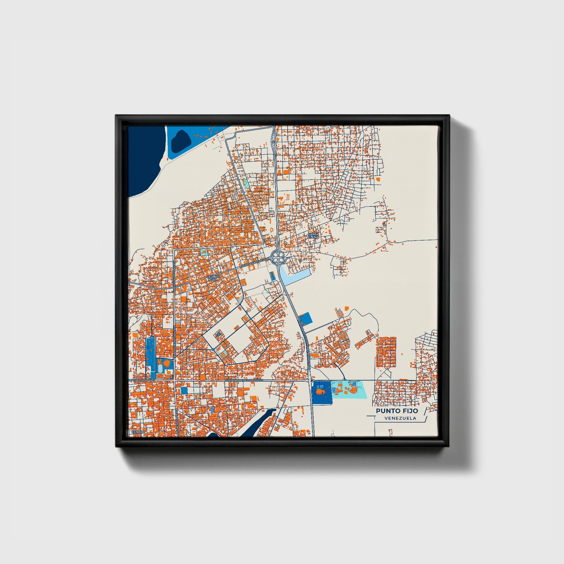 Punto Fijo Venezuela Colorful City Map Canvas Print • Black Framed