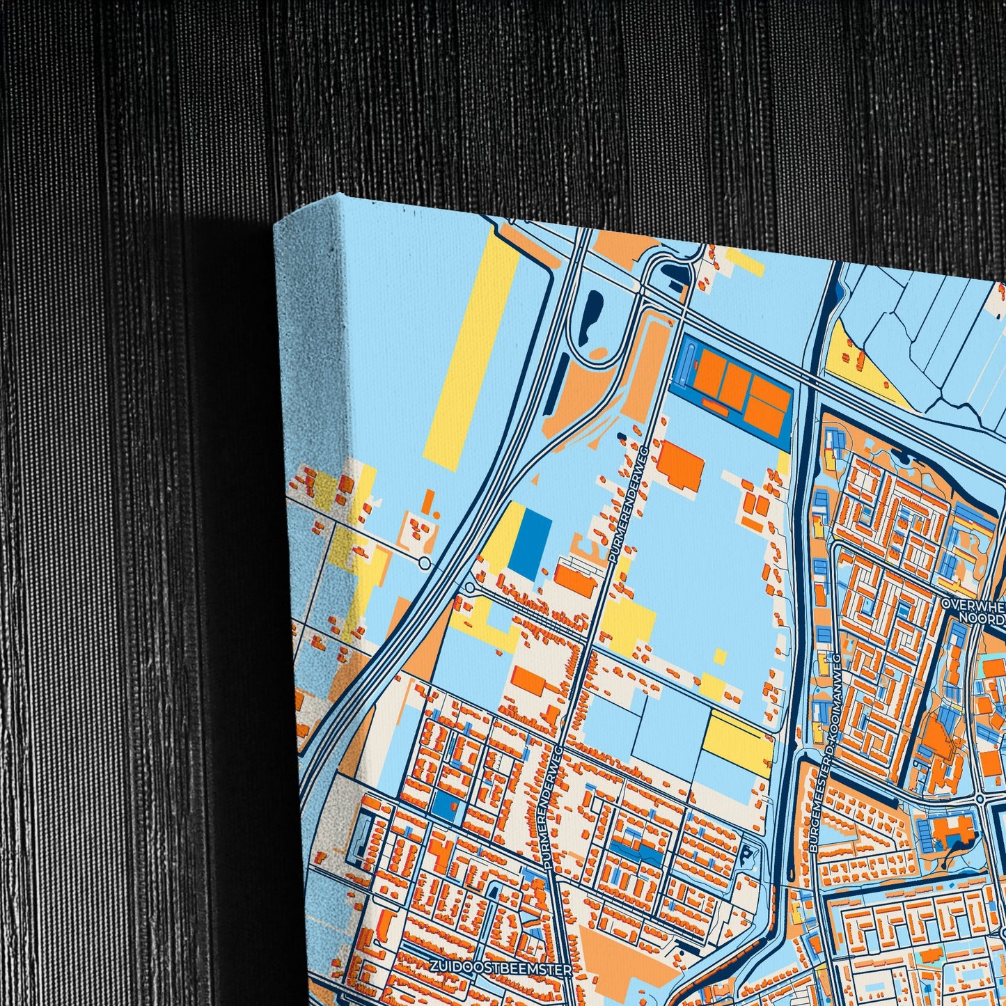 Purmerend Netherlands Colorful City Map Canvas Print Detail
