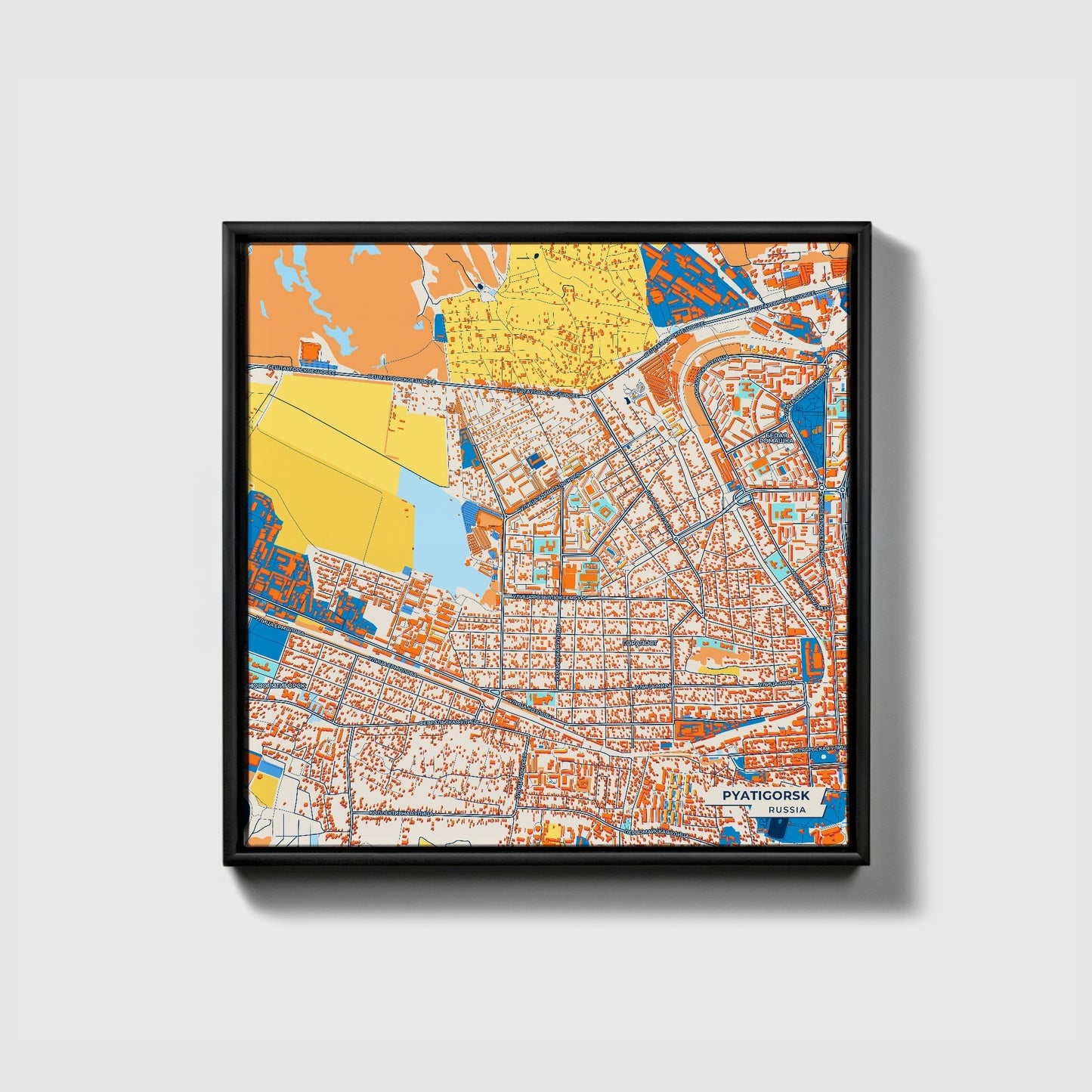 Пятигорск Russia Colorful City Map Canvas Print • Black Framed