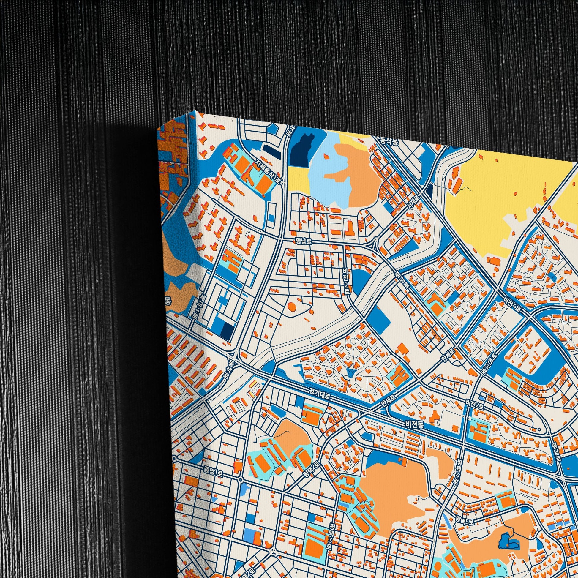 Pyeongtaek South Korea Colorful City Map Canvas Print Detail