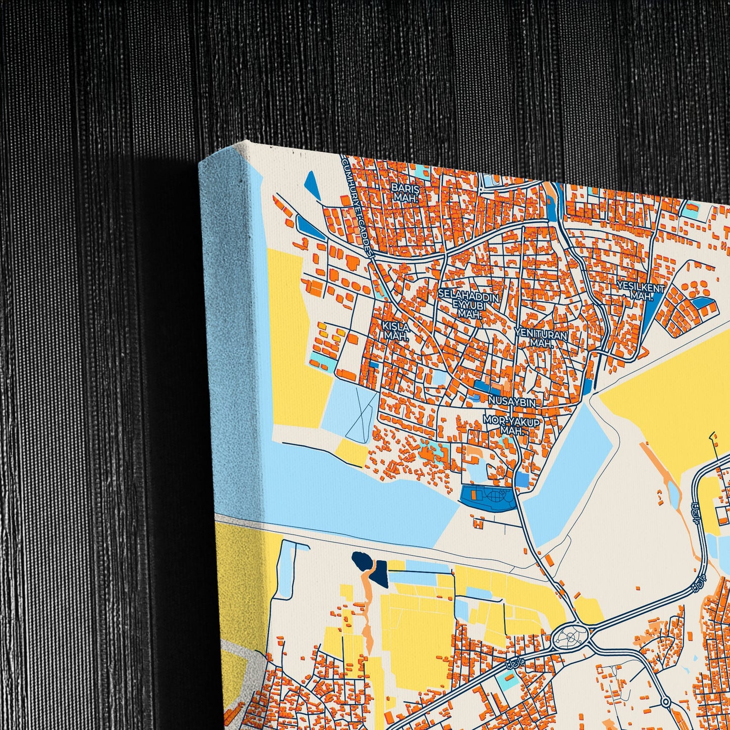 Qamishli Syria Colorful City Map Canvas Print Detail