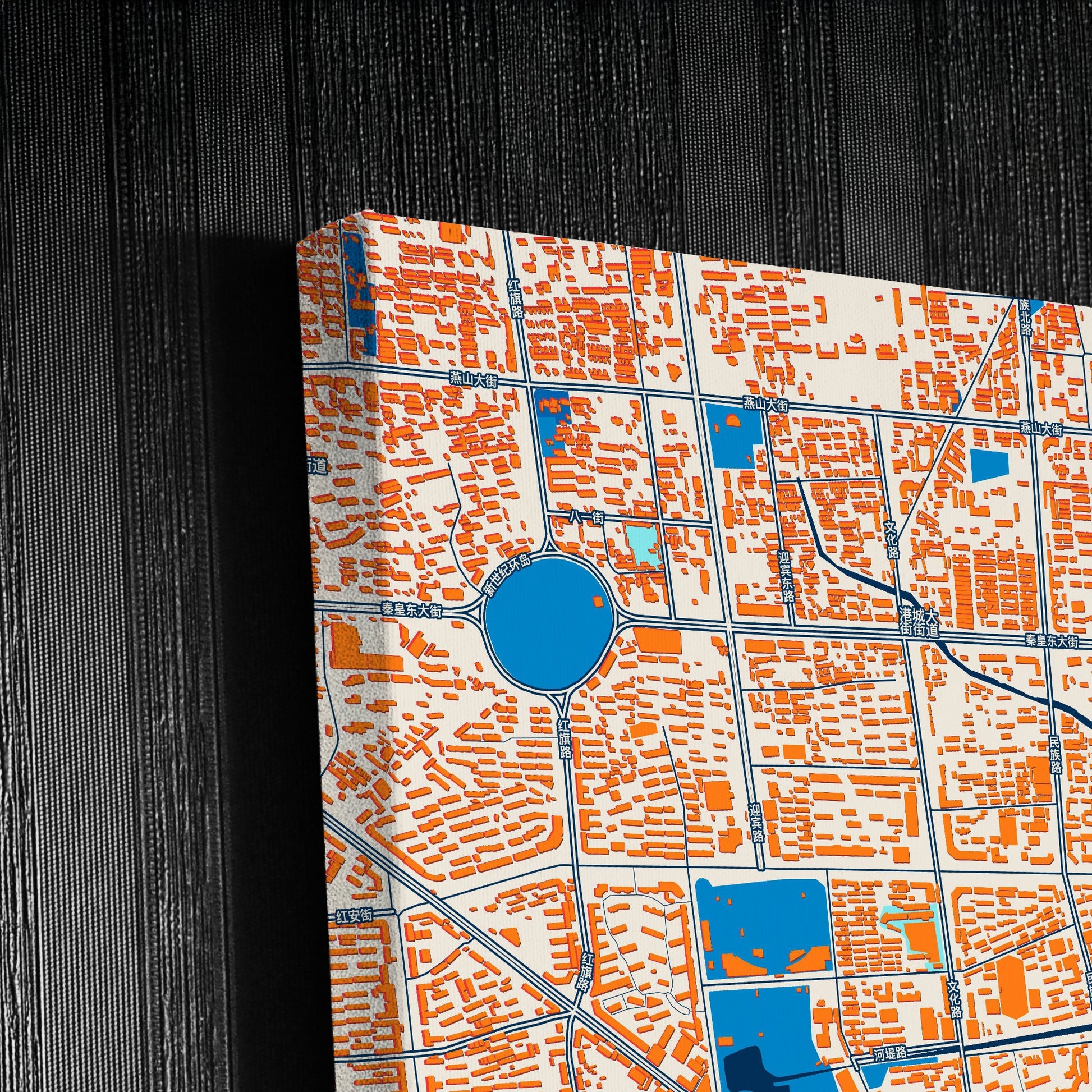 Qinhuangdao China Colorful City Map Canvas Print Detail