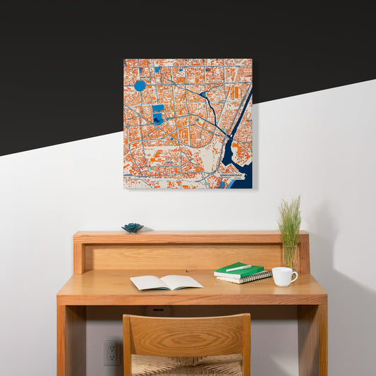 Qinhuangdao China Colorful City Map Canvas Print Scene
