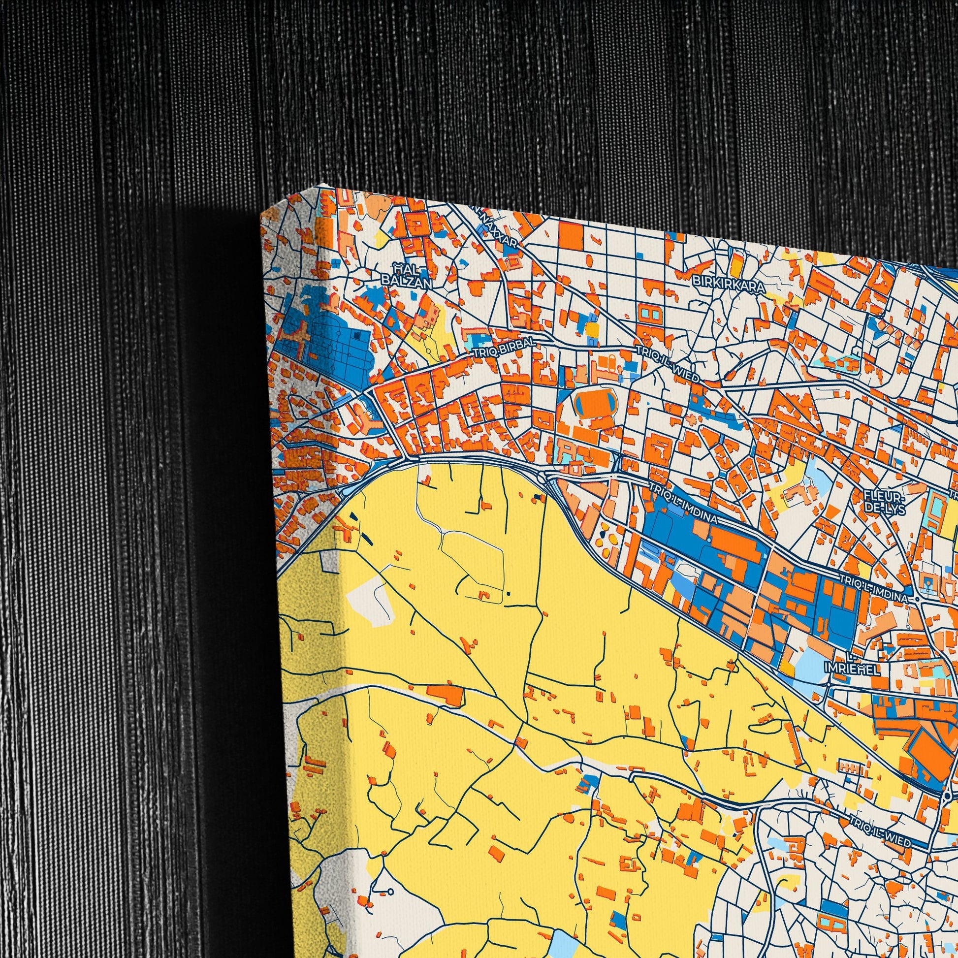  Qormi Malta Colorful City Map Canvas Print Detail