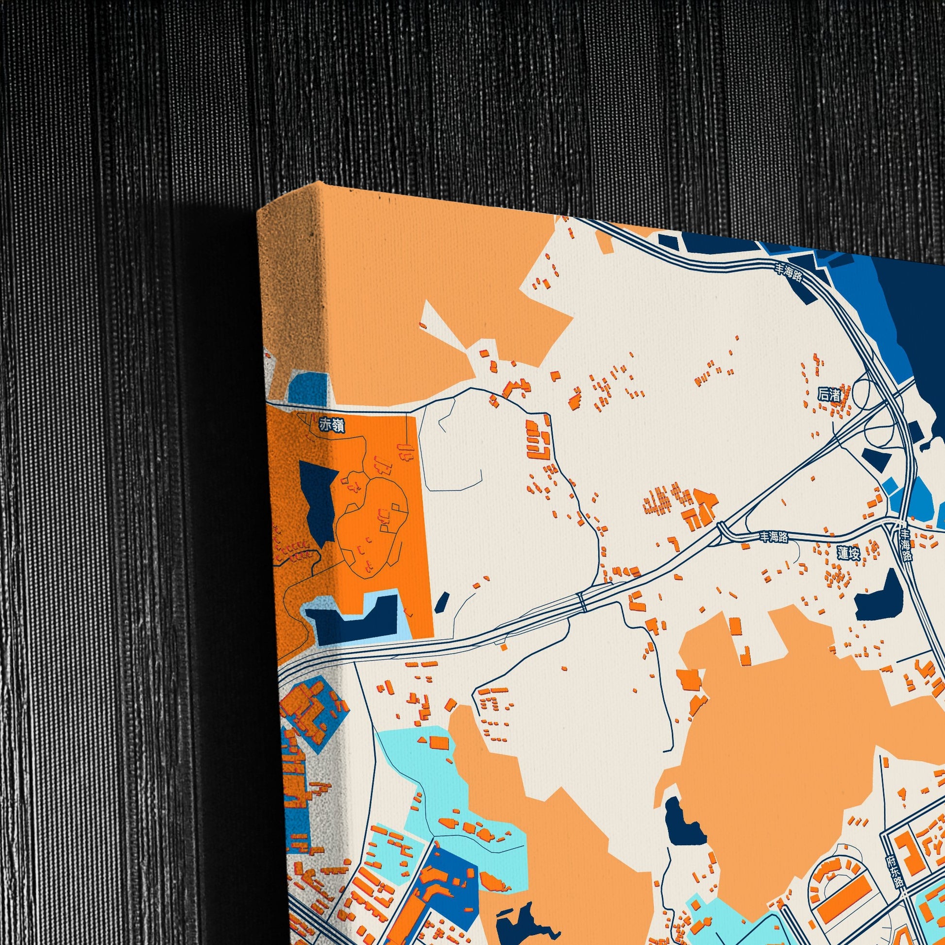 Quanzhou China Colorful City Map Canvas Print Detail