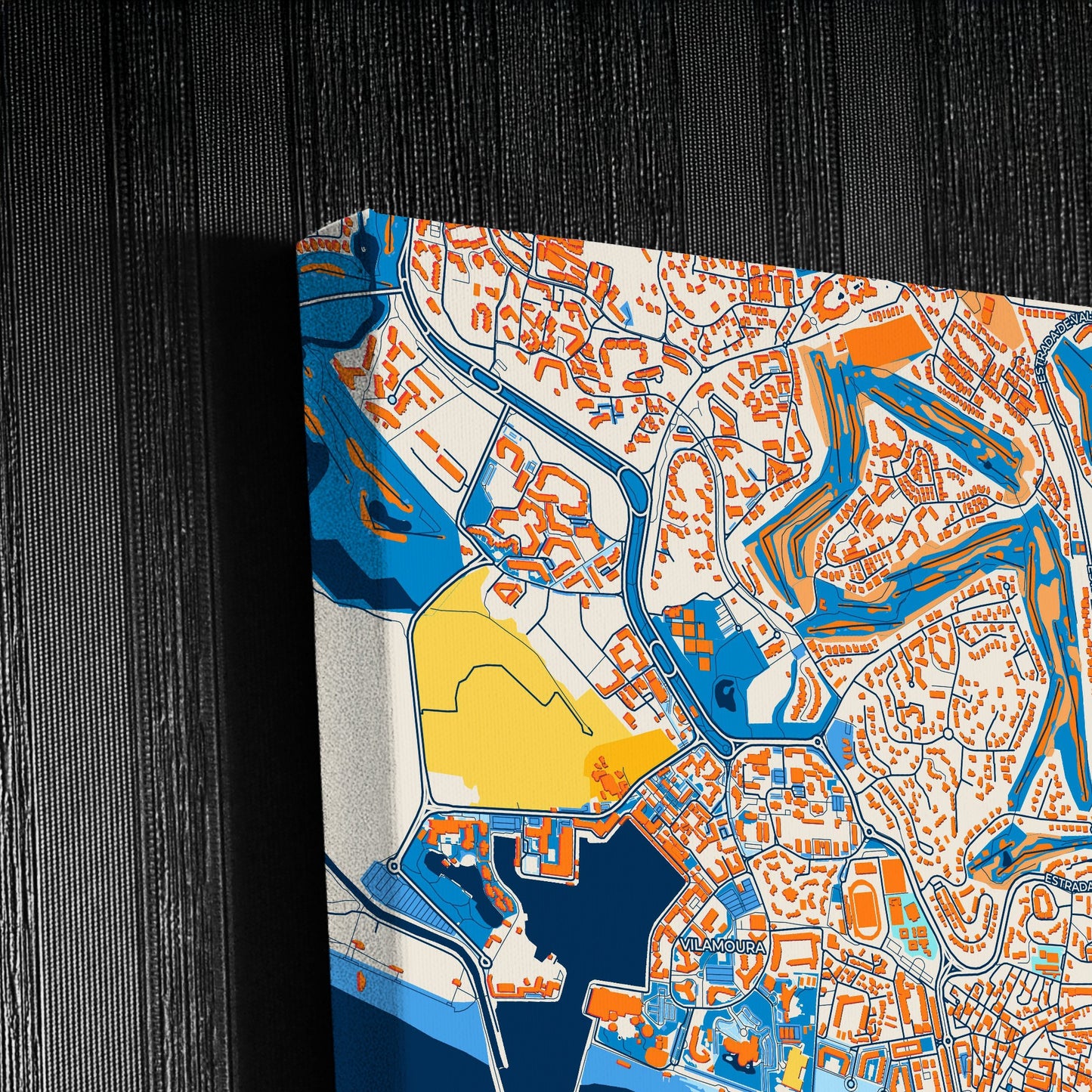 Quarteira Portugal Colorful City Map Canvas Print Detail