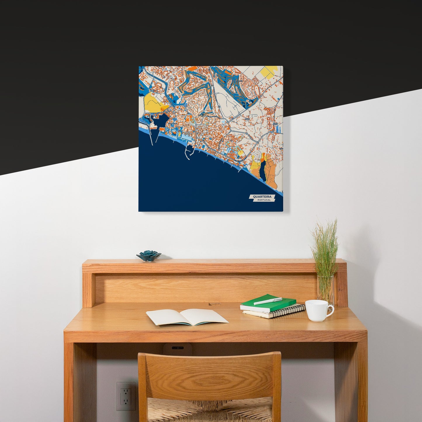 Quarteira Portugal Colorful City Map Canvas Print Scene