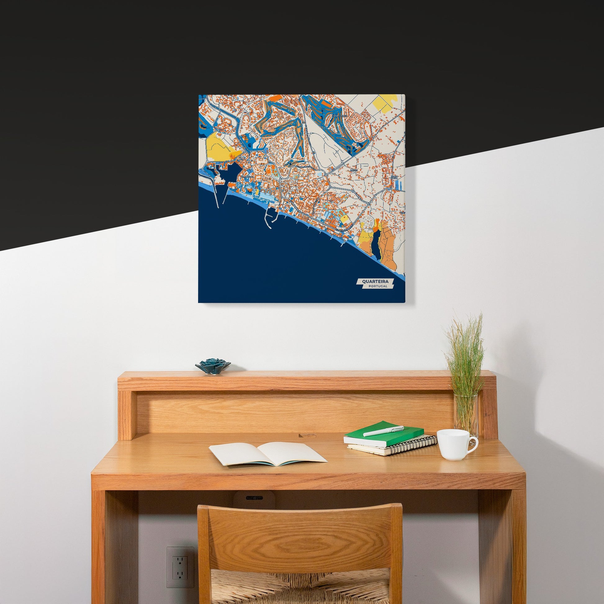 Quarteira Portugal Colorful City Map Canvas Print Scene