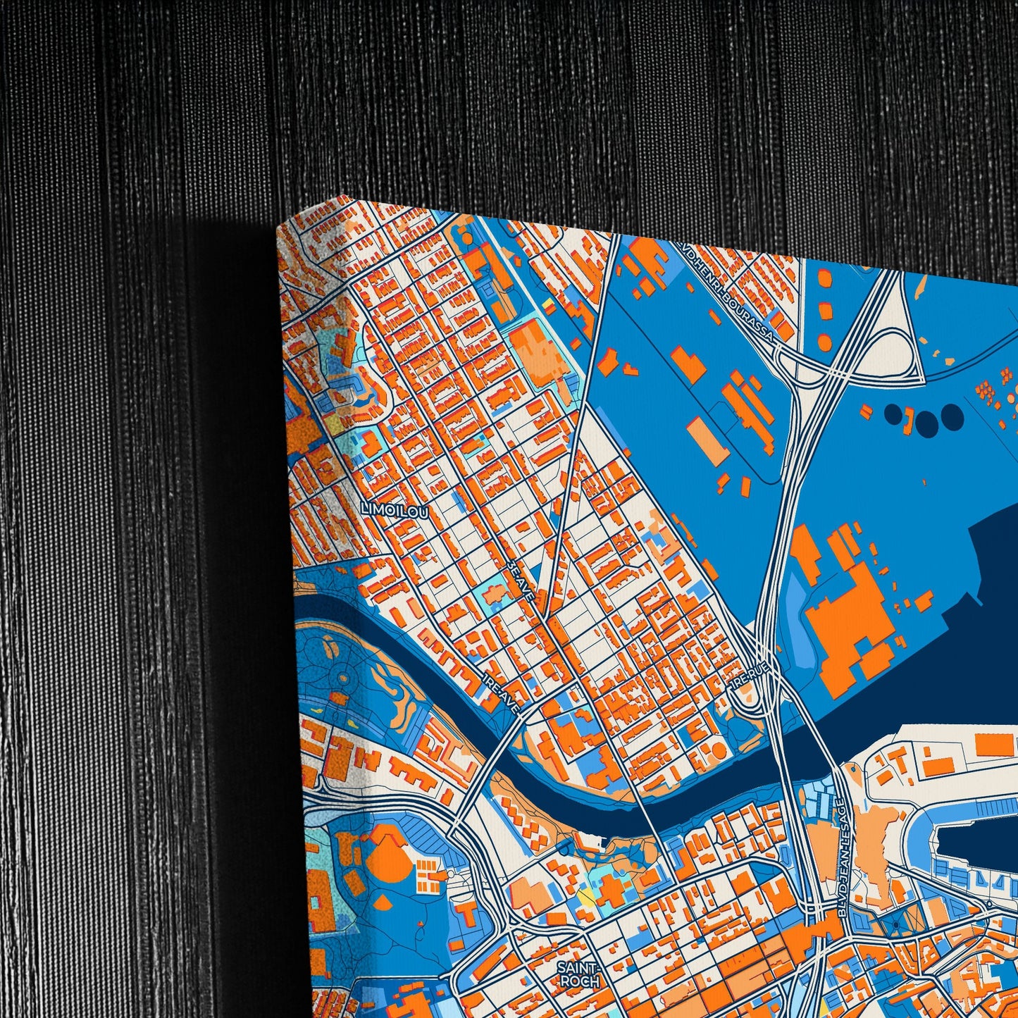 Quebec City Canada Colorful City Map Canvas Print Detail