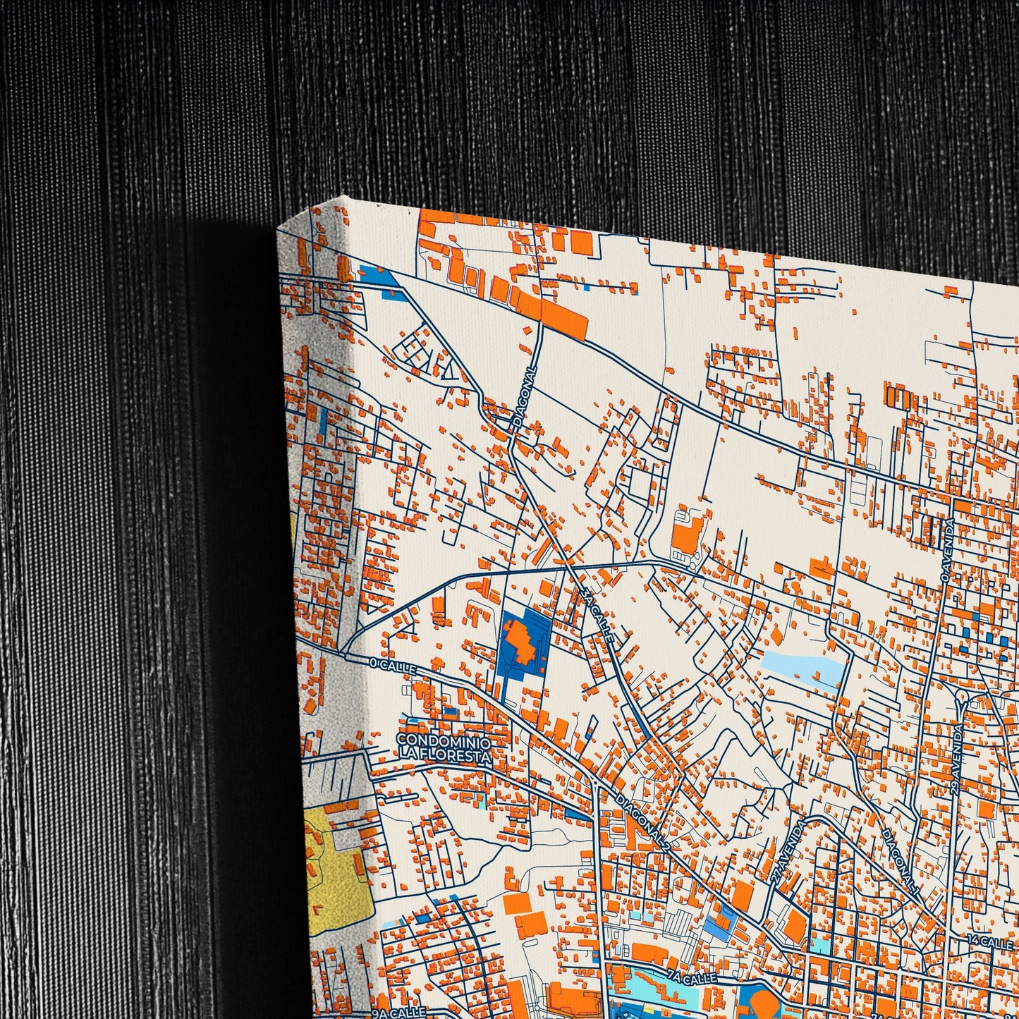 Quetzaltenango Guatemala Colorful City Map Canvas Print Detail