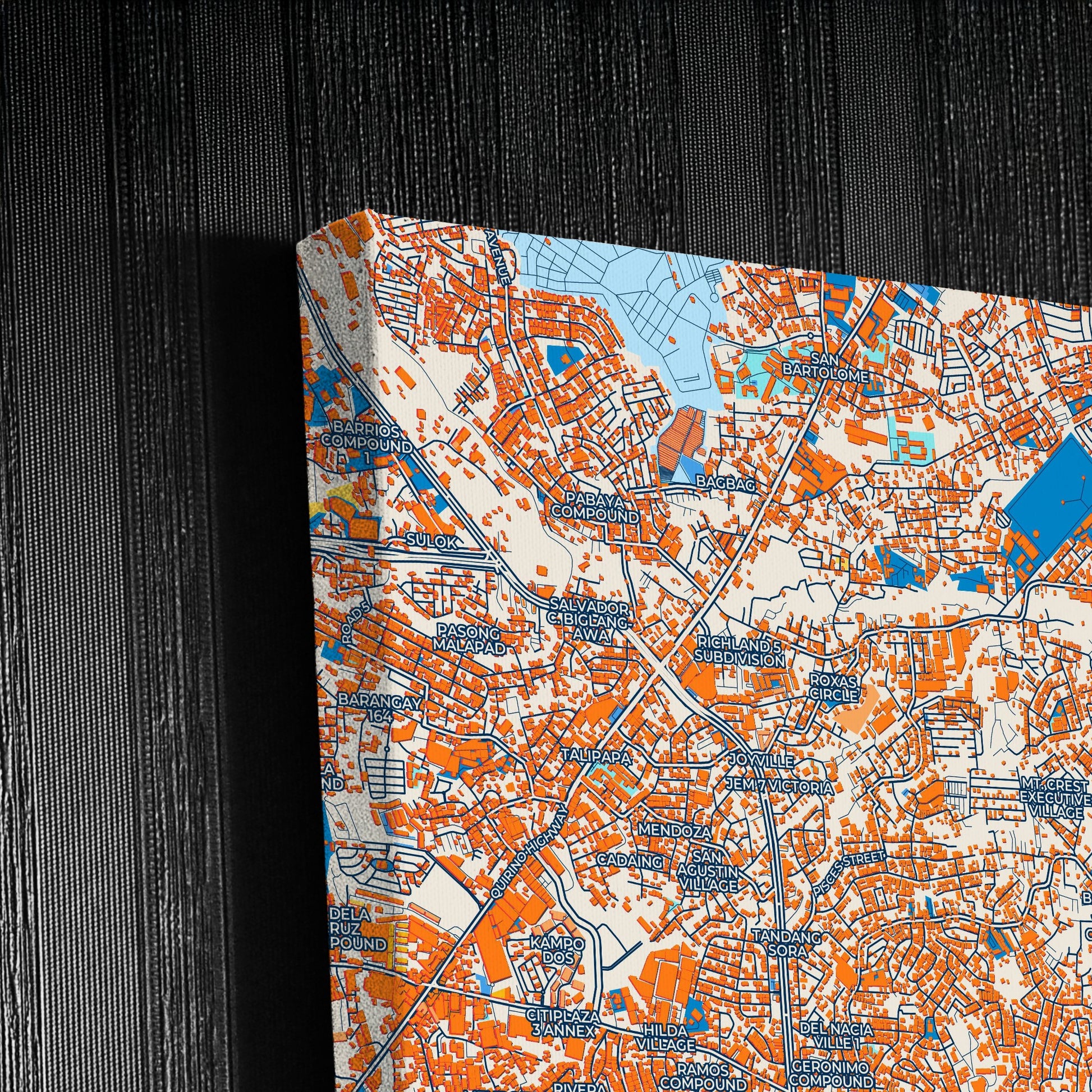 Quezon City Philippines Colorful City Map Canvas Print Detail