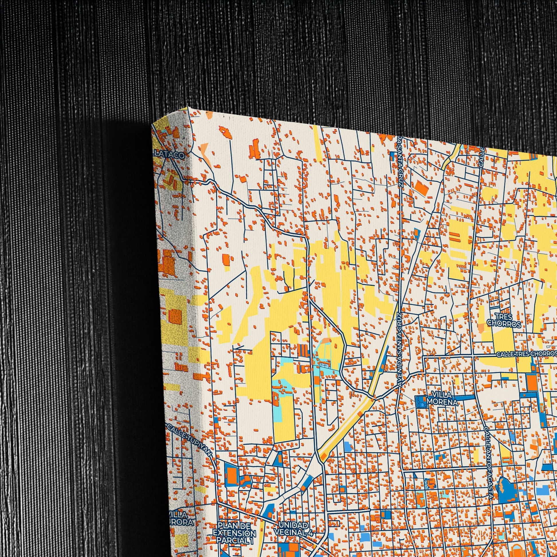 Quillacollo Bolivia Colorful City Map Canvas Print Detail