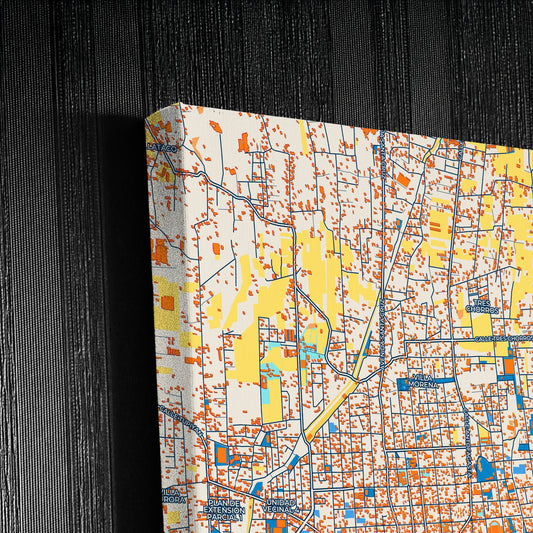 Quillacollo Bolivia Colorful City Map Canvas Print Detail