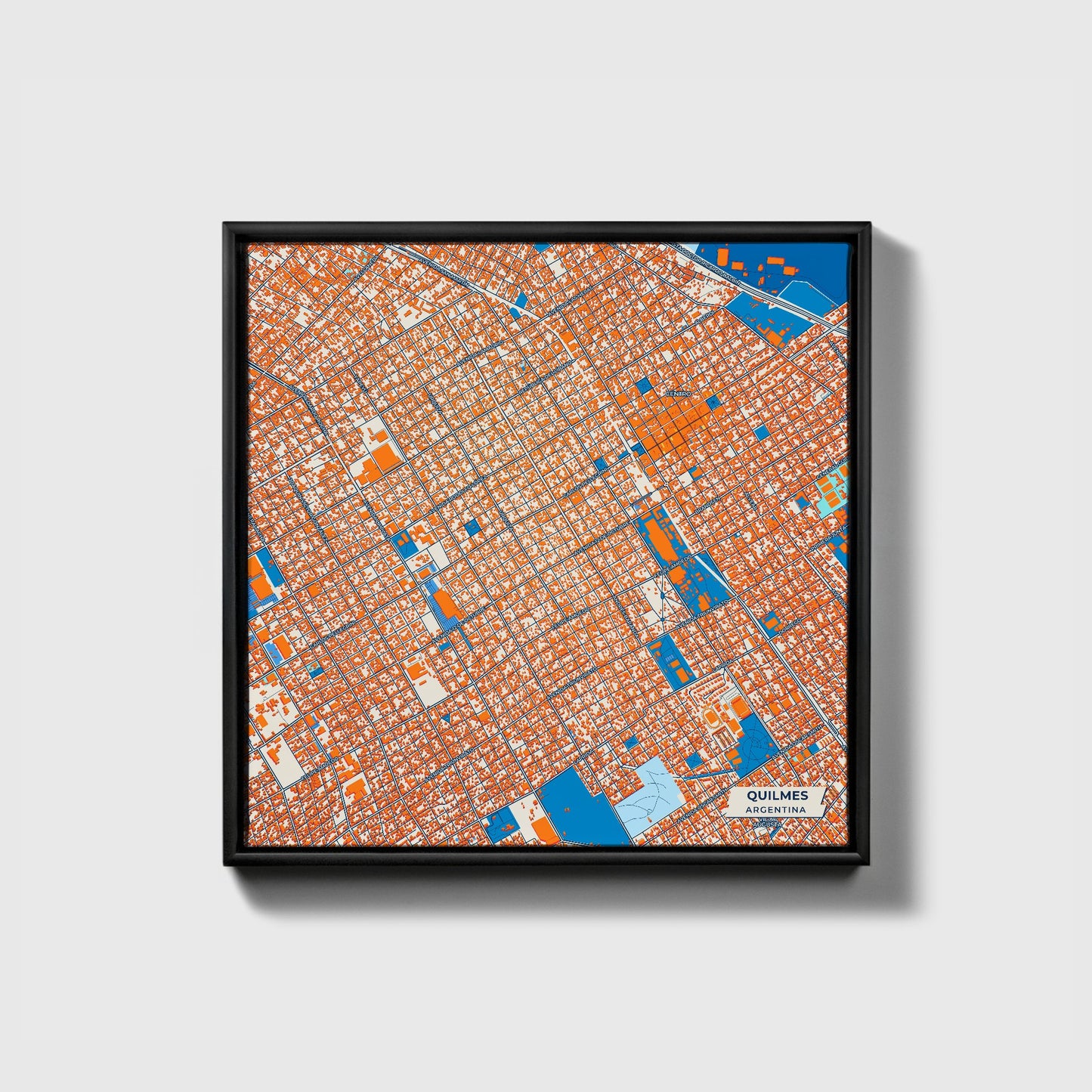 Quilmes Argentina Colorful City Map Canvas Print • Black Framed