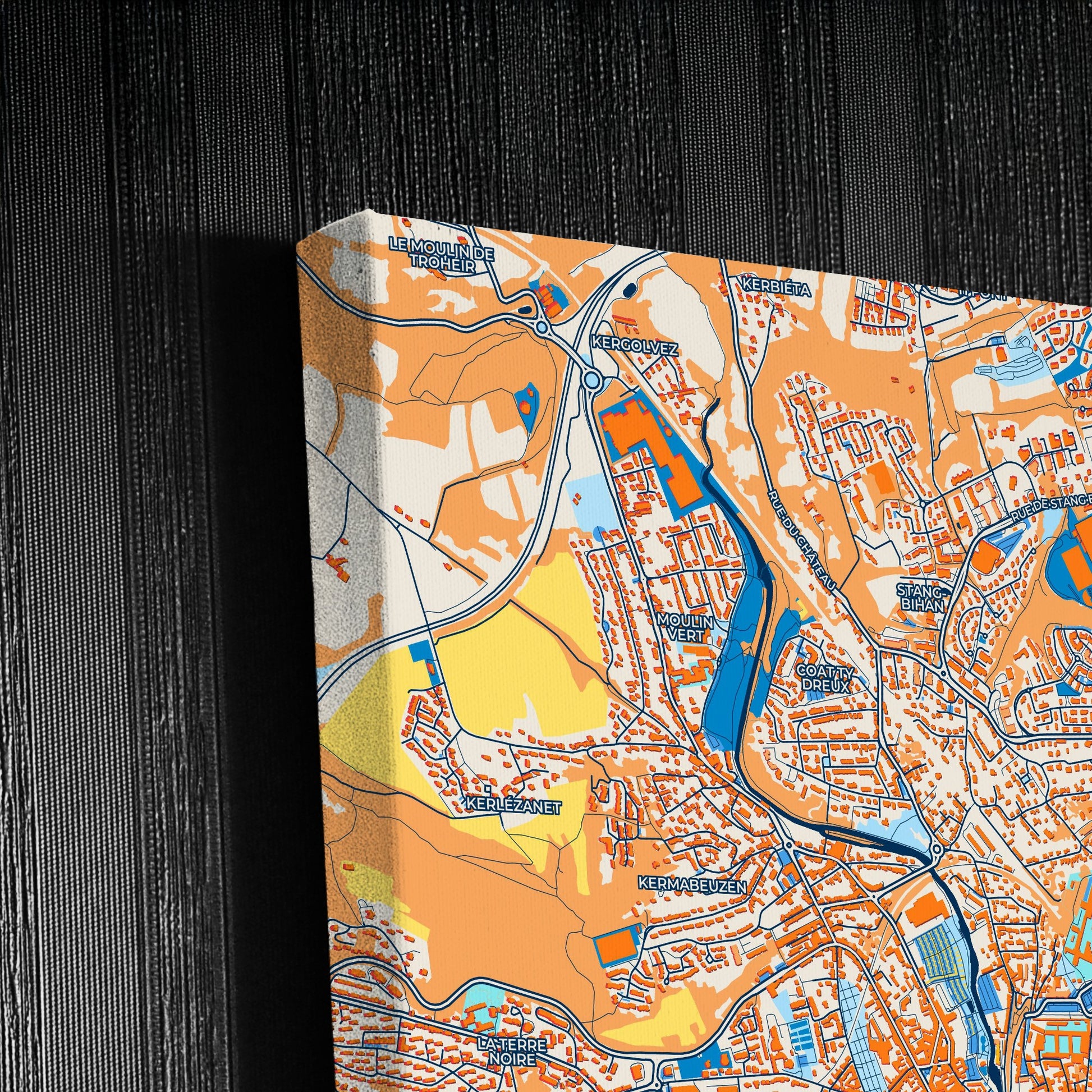 Quimper France Colorful City Map Canvas Print Detail