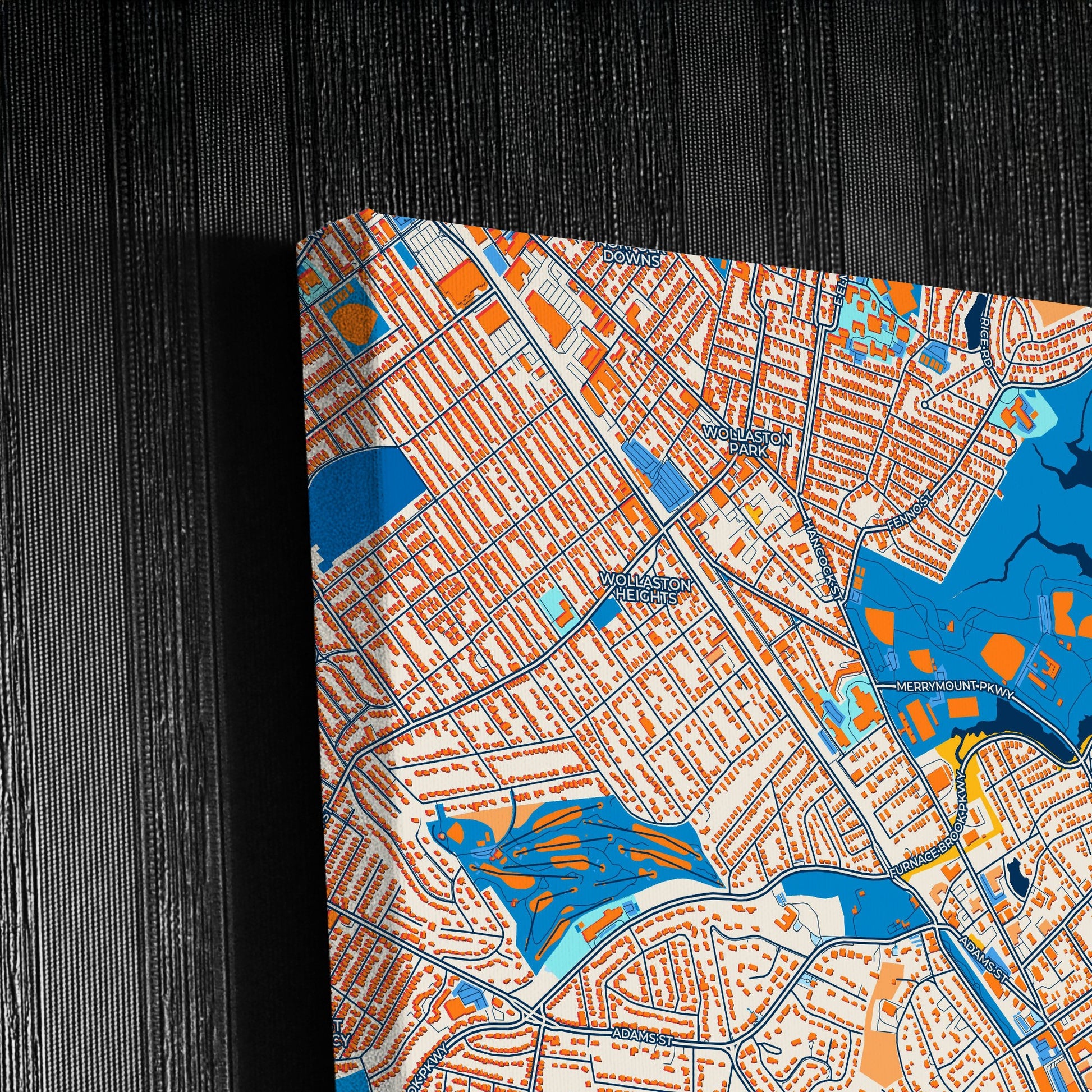 Quincy Massachusetts Colorful City Map Canvas Print Detail