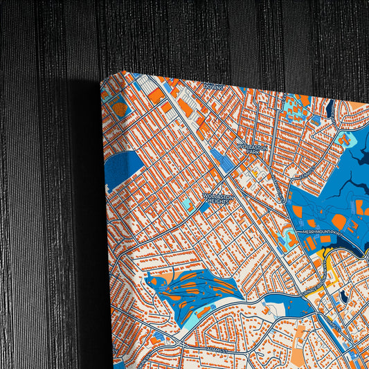 Quincy Massachusetts Colorful City Map Canvas Print Detail