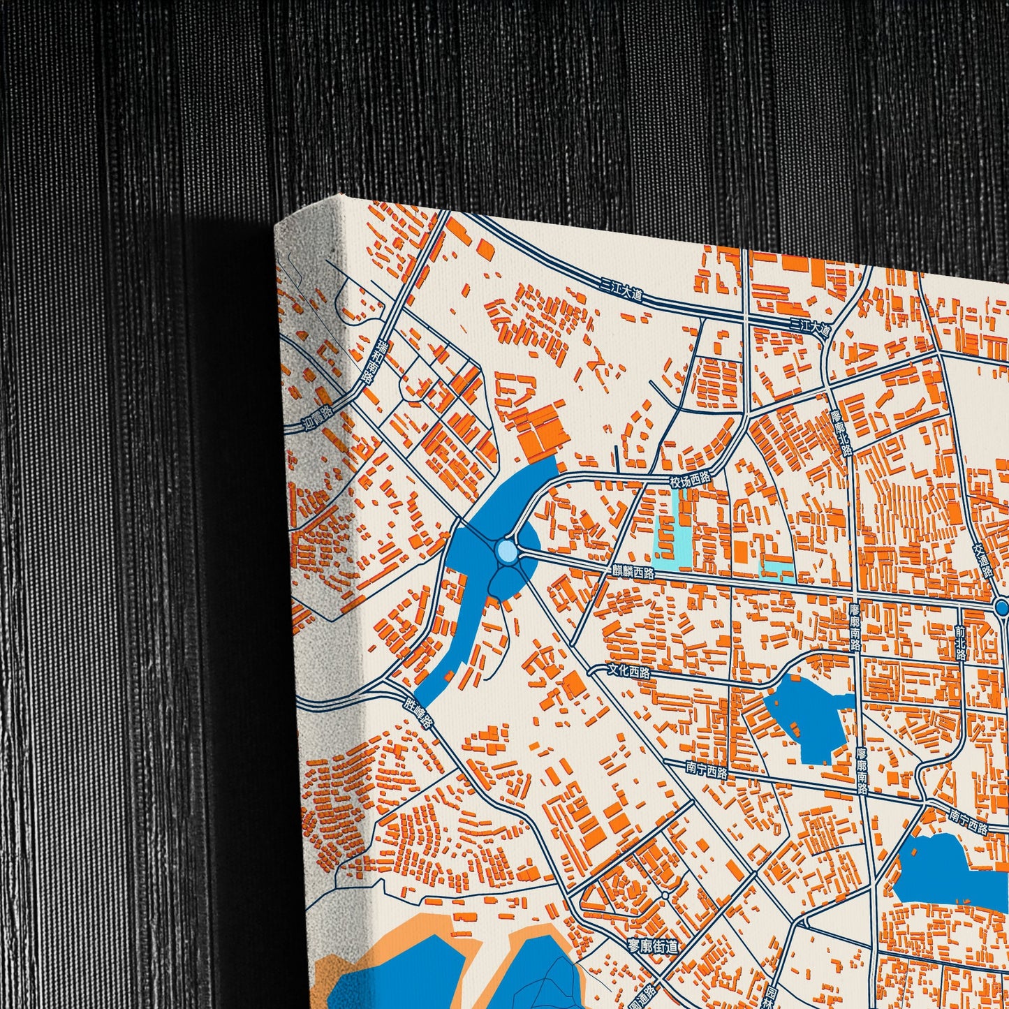 Qujing China Colorful City Map Canvas Print Detail