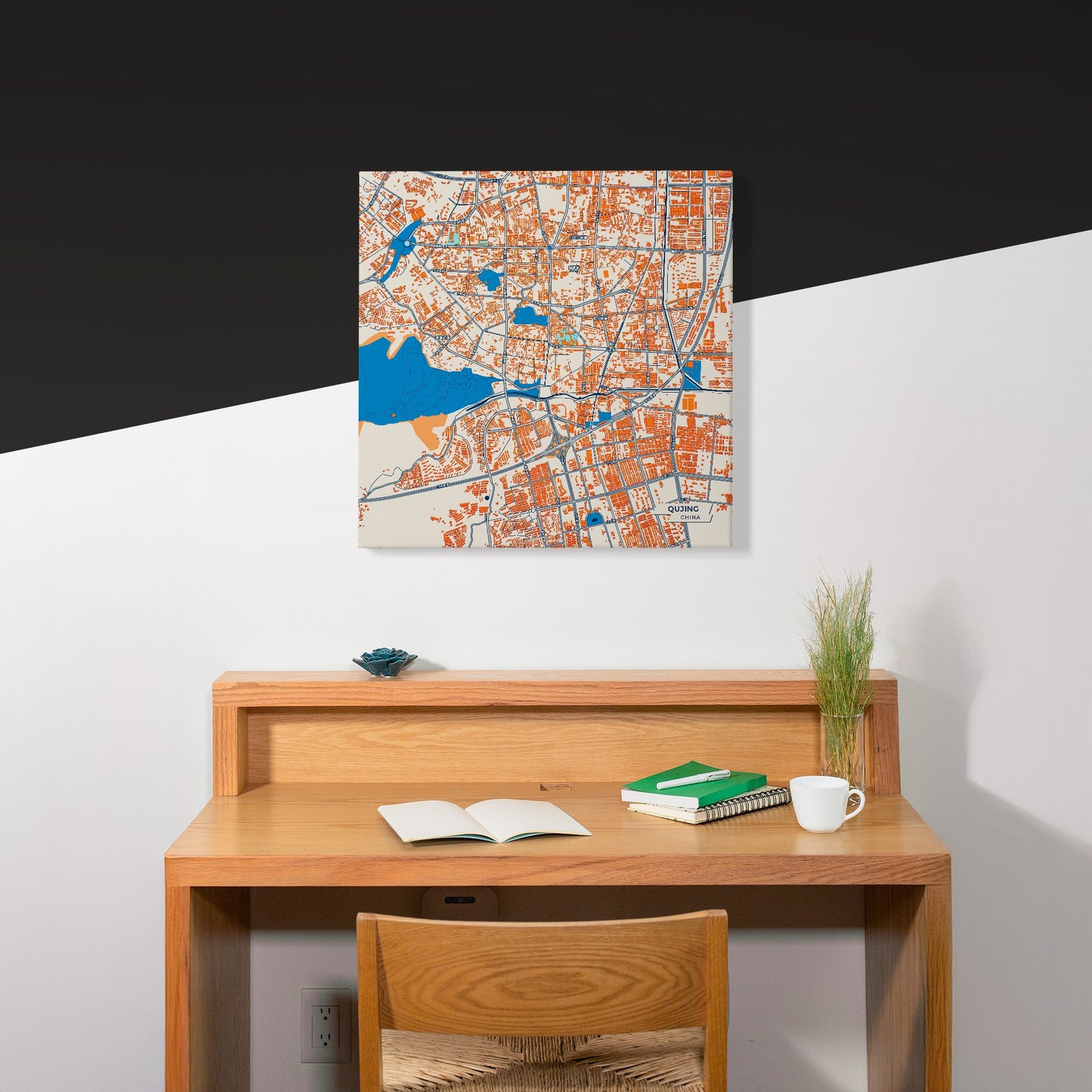 Qujing China Colorful City Map Canvas Print Scene