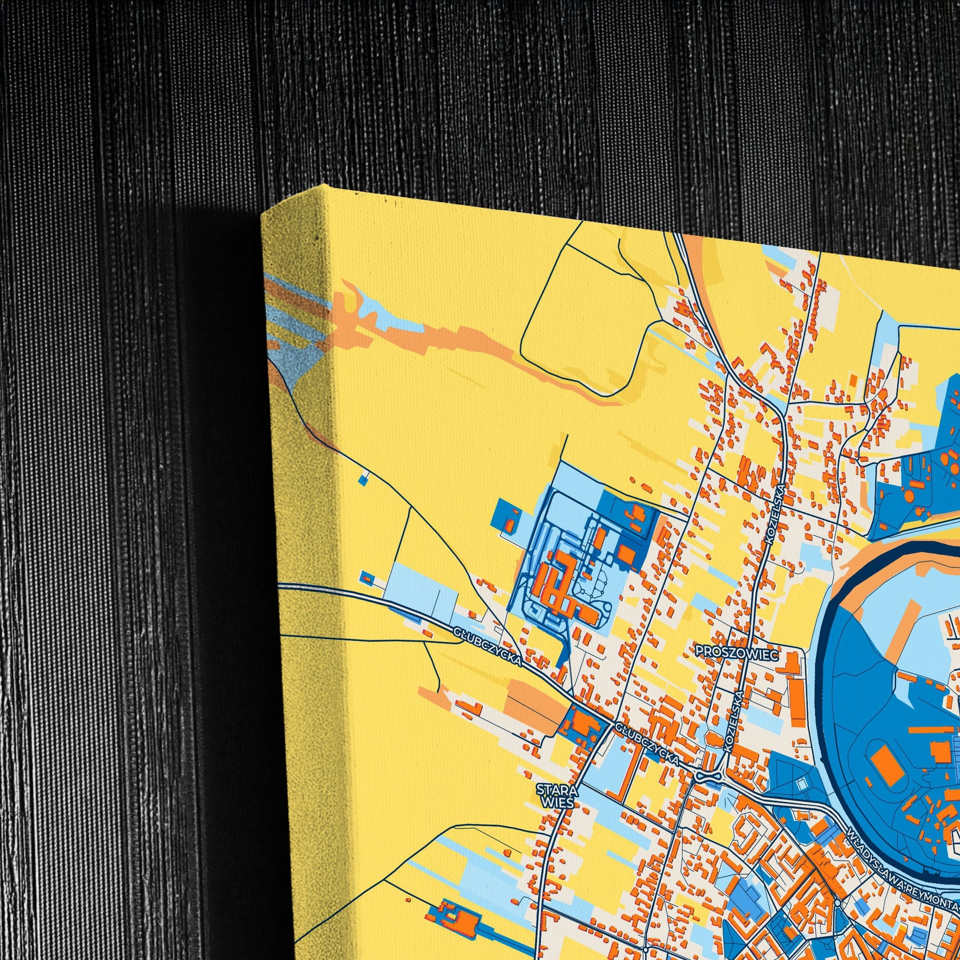 Racibórz Poland Colorful City Map Canvas Print Detail