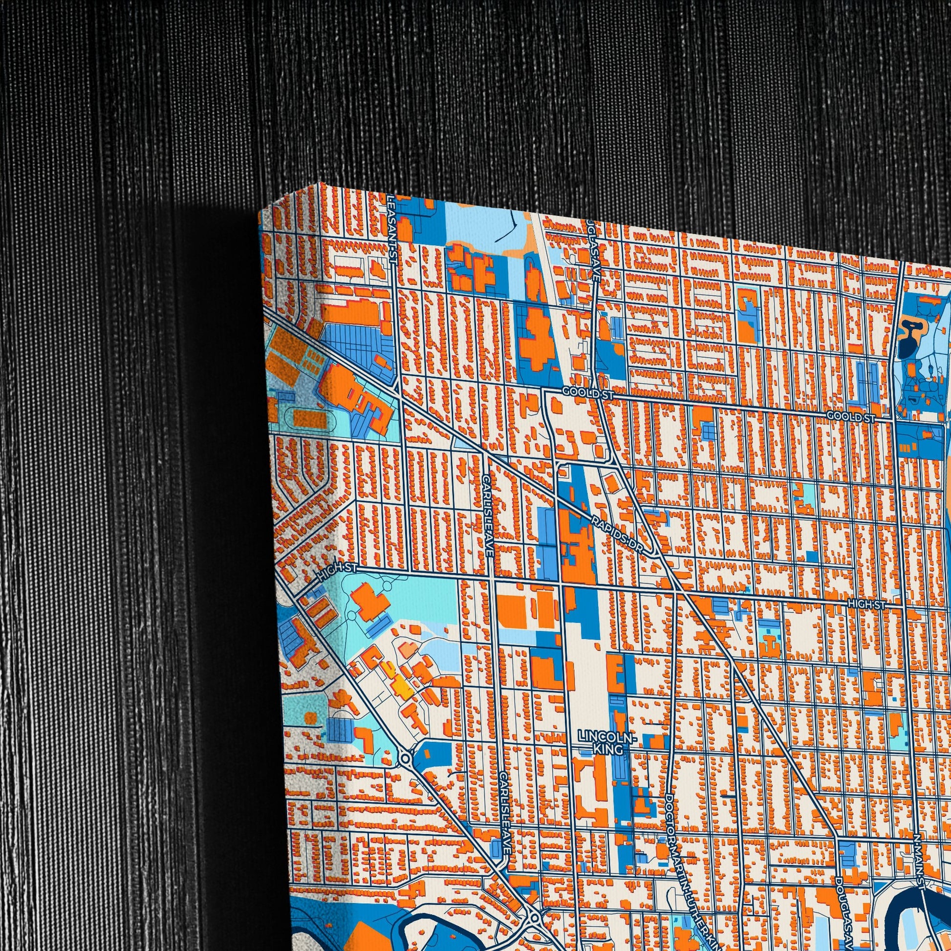 Racine Wisconsin Colorful City Map Canvas Print Detail